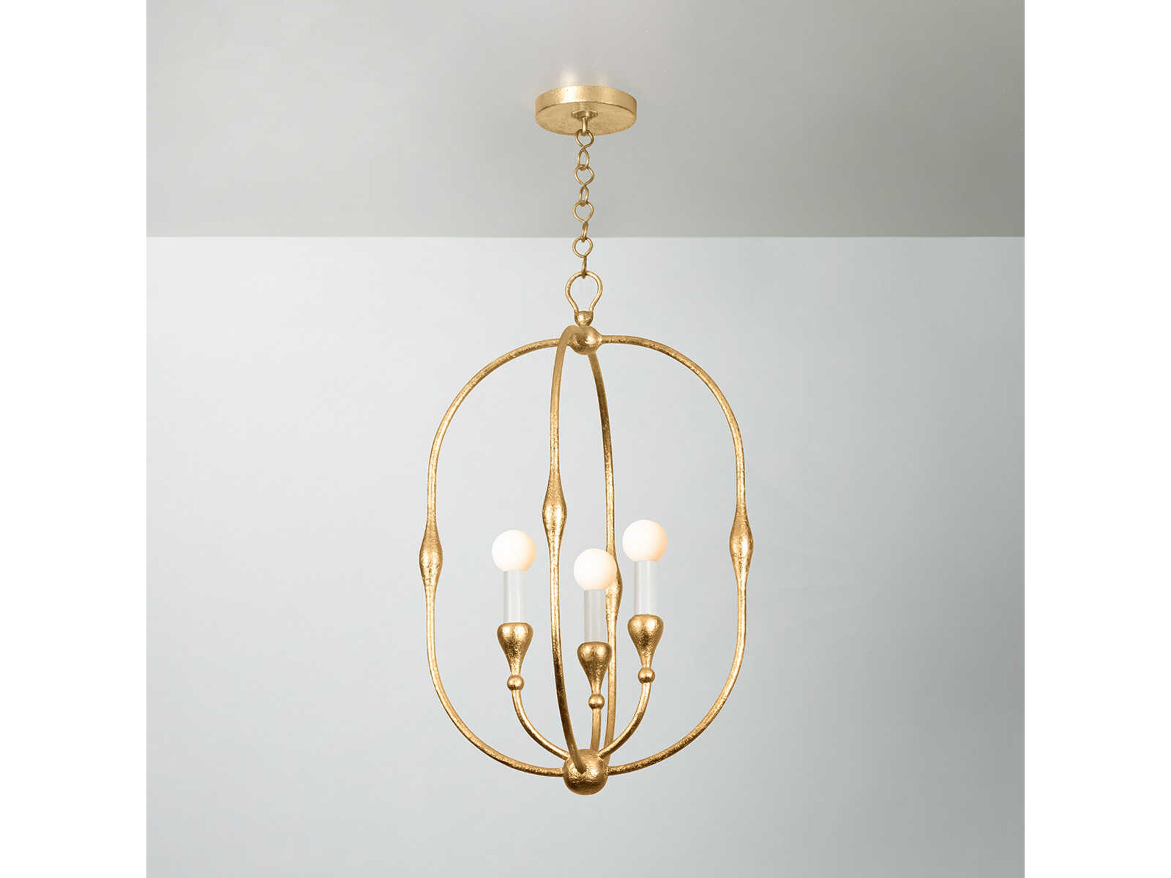 Hudson Valley Baltic 3-Light Vintage Gold Leaf Pendant