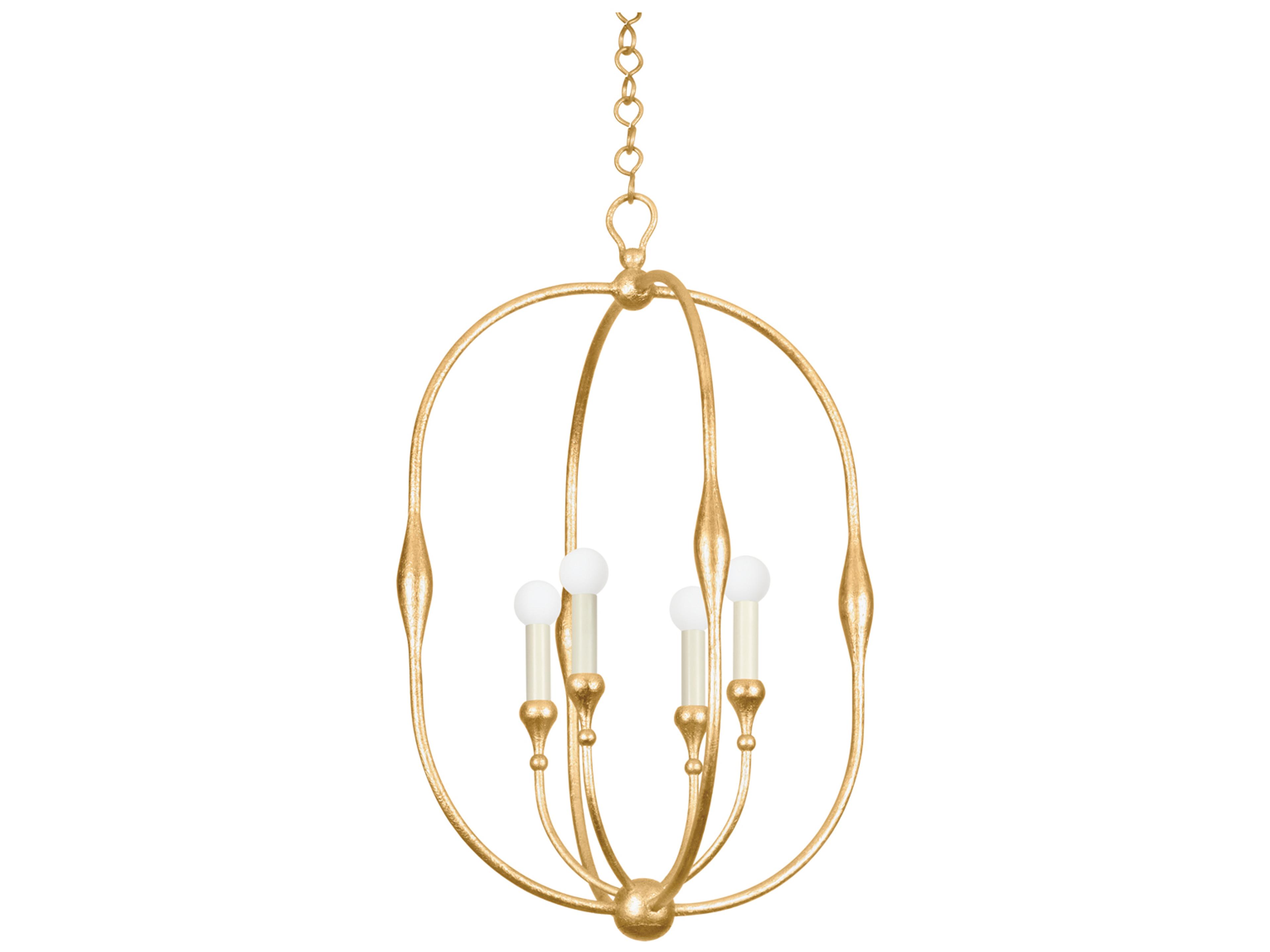 Baltic 4-Light Vintage Gold Leaf Brass Pendant