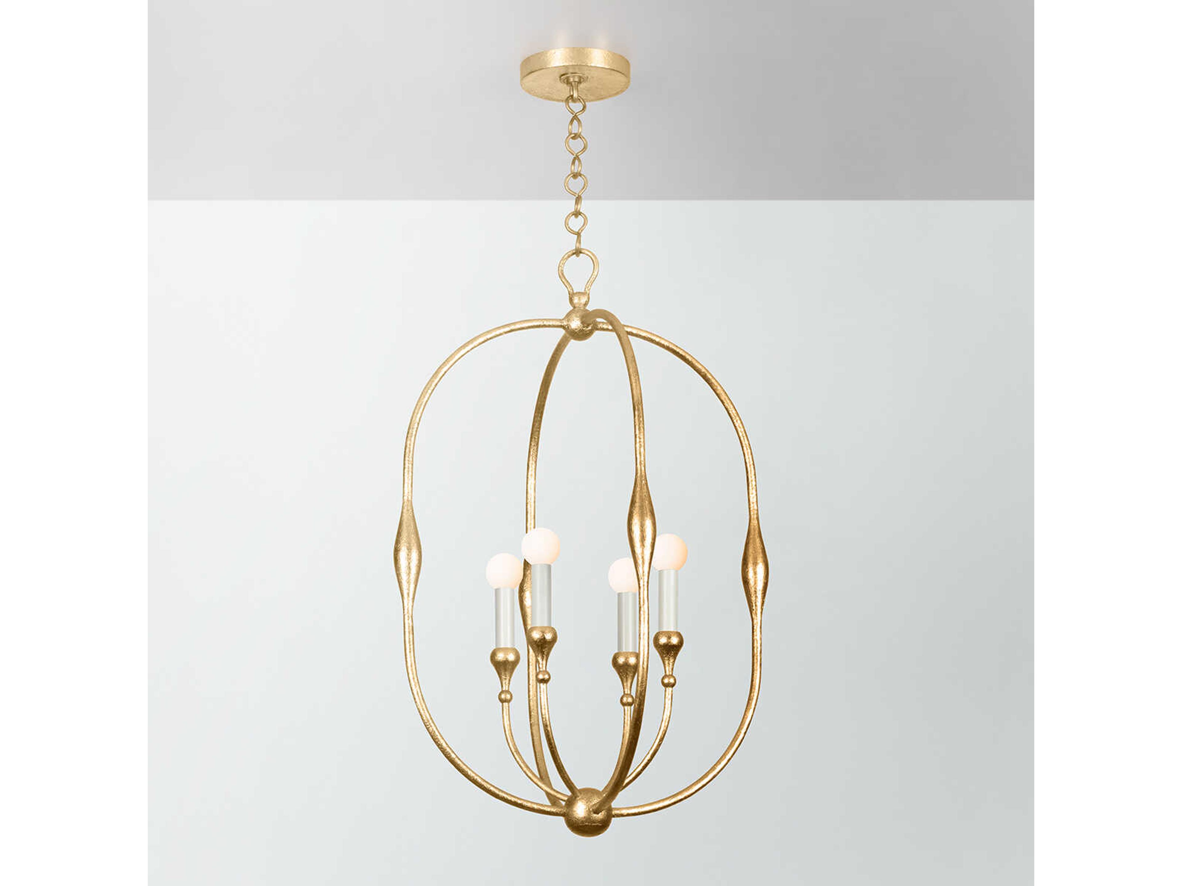 Hudson Valley Baltic 4-Light Vintage Gold Leaf Brass Pendant