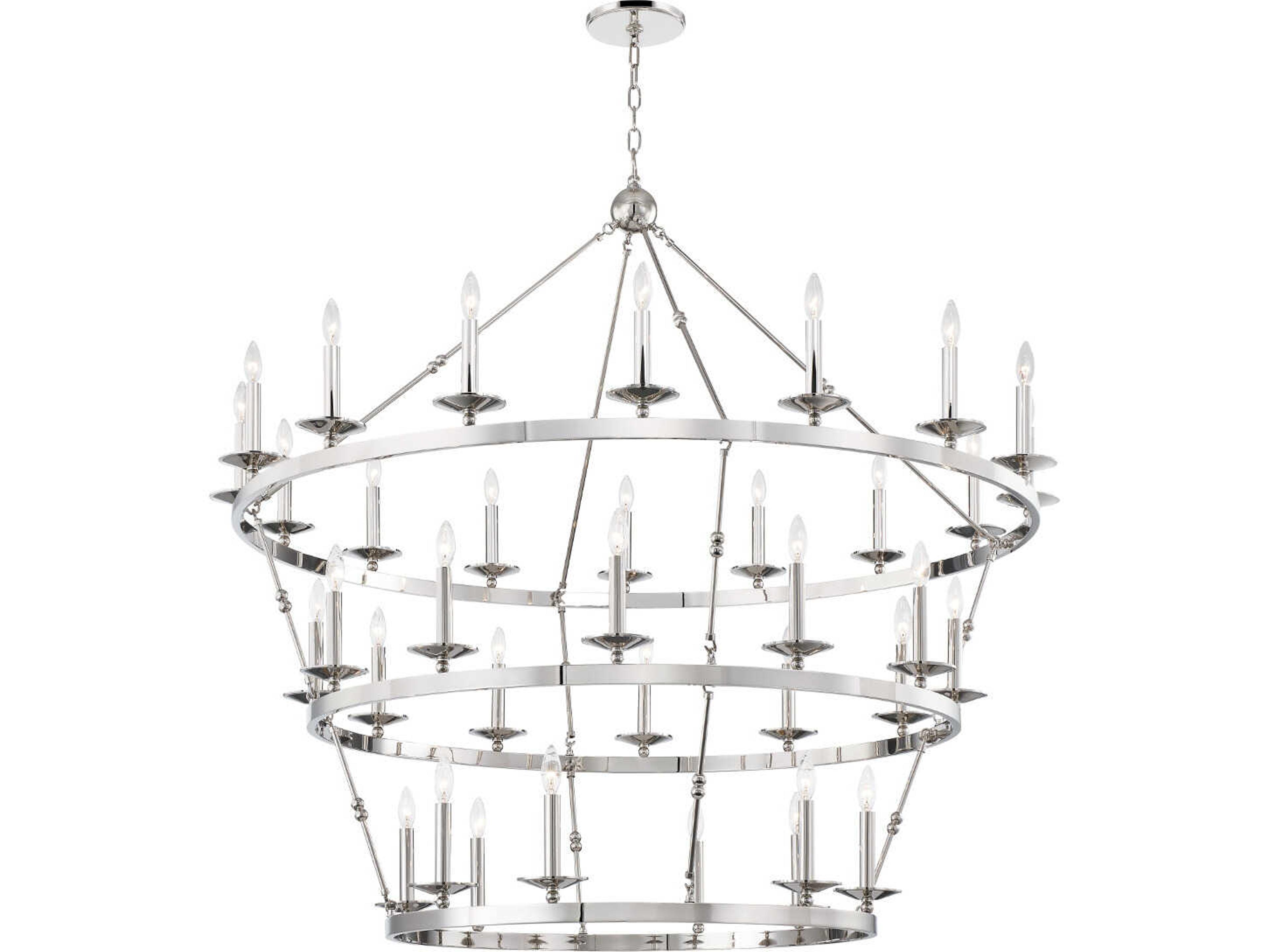 Allendale 36-Light Polished Nickel LED Candelabra Round Tiered Chandelier