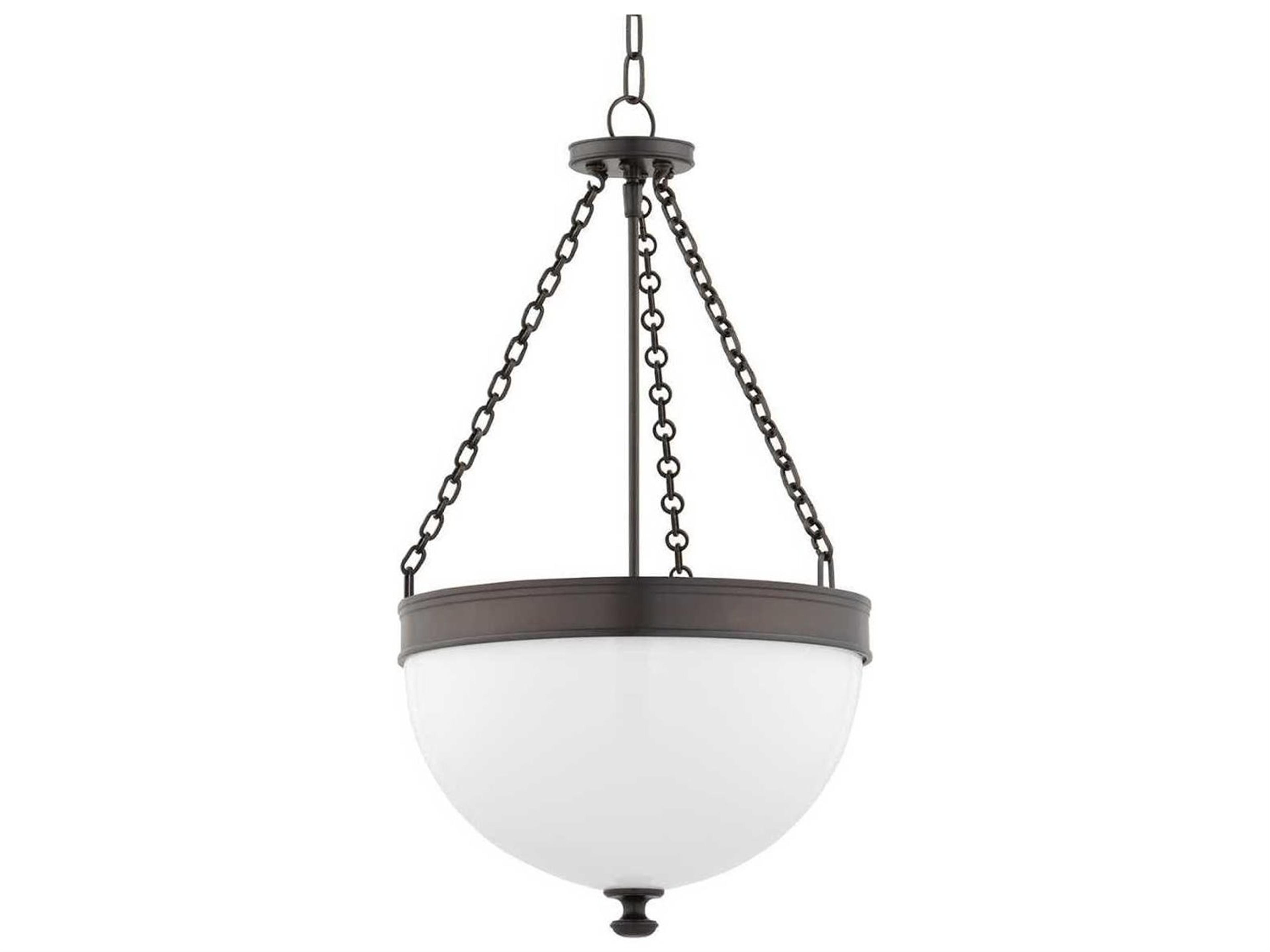 Barrington 3-Light Historic Bronze Yellow Glass Bowl Pendant