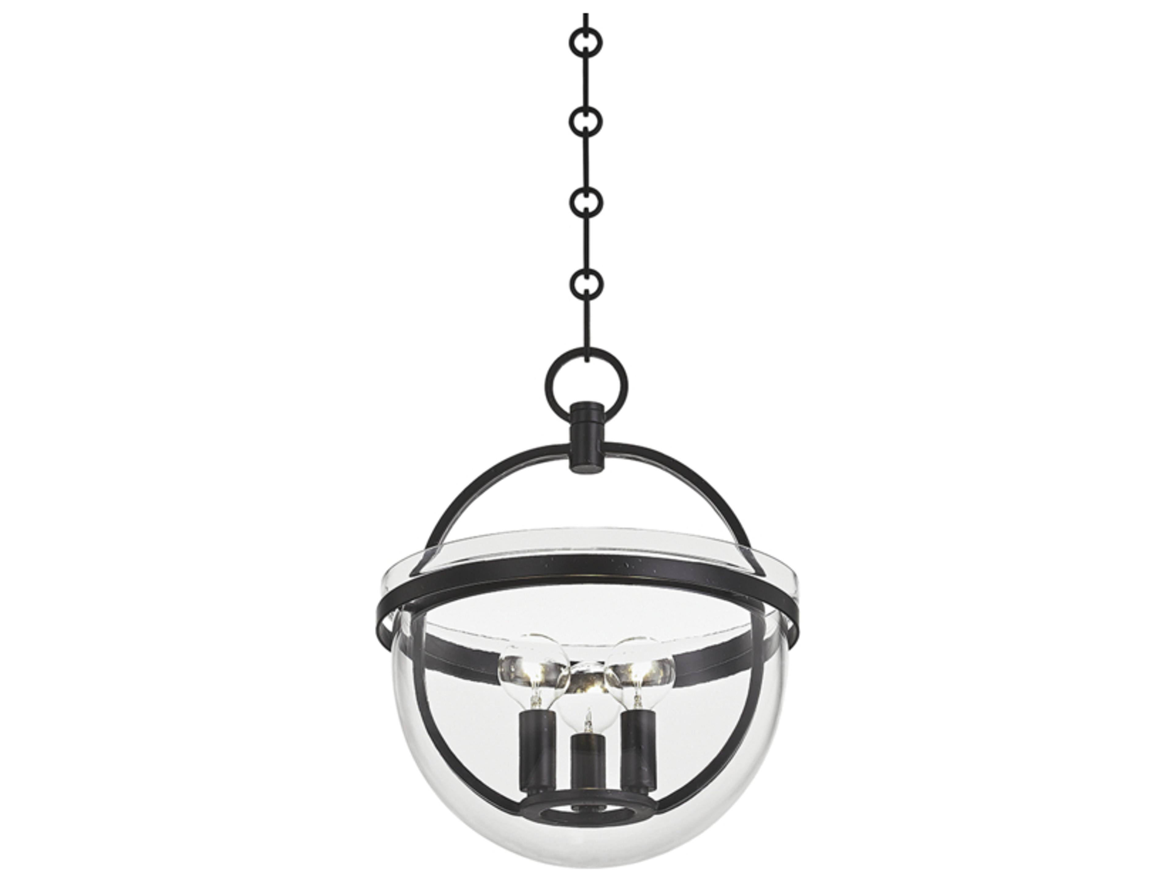 Malloy 3-Light Aged Iron Black Glass Globe Mini Pendant