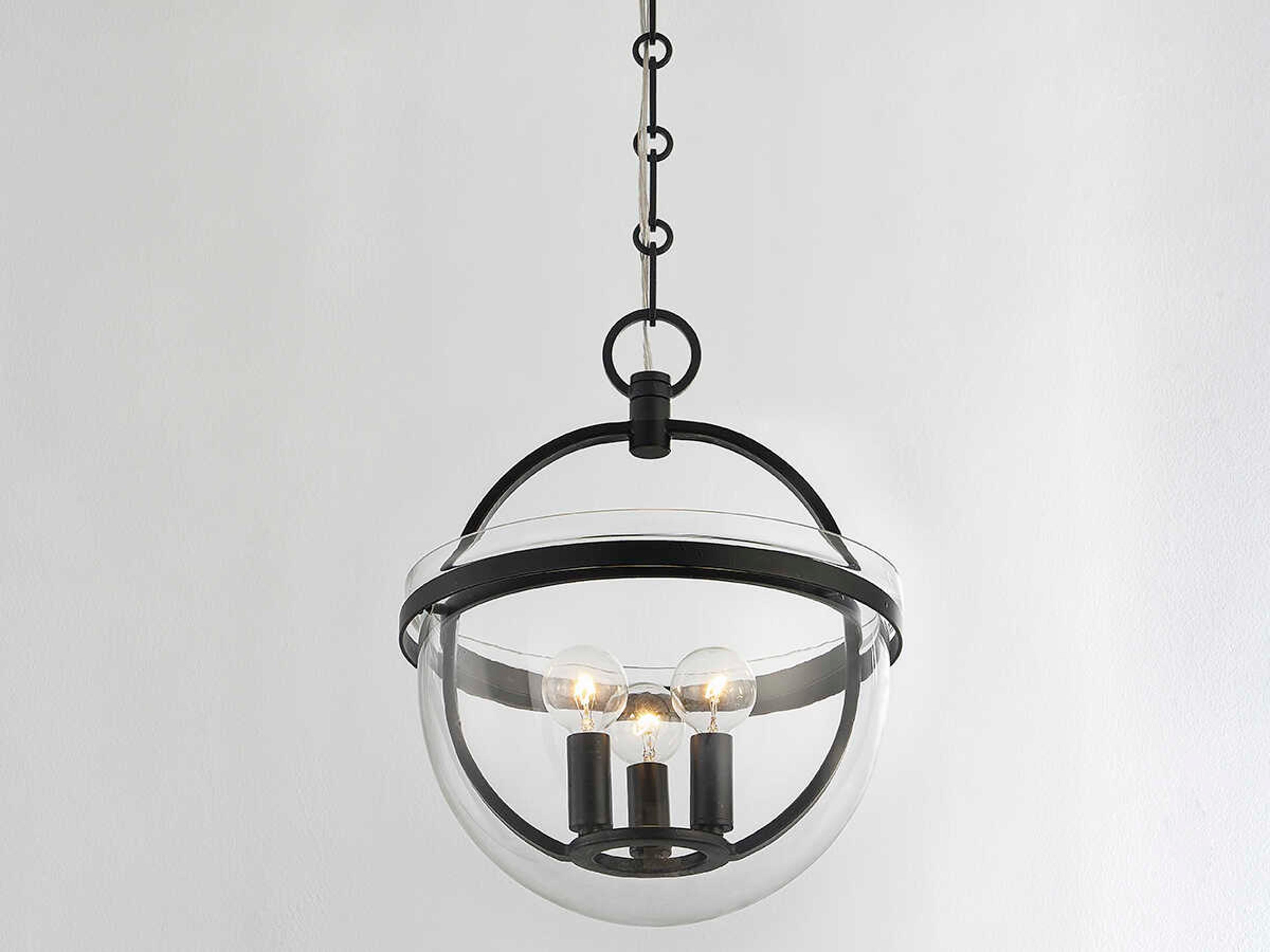 Hudson Valley Malloy 3-Light Aged Iron Black Glass Globe Mini Pendant