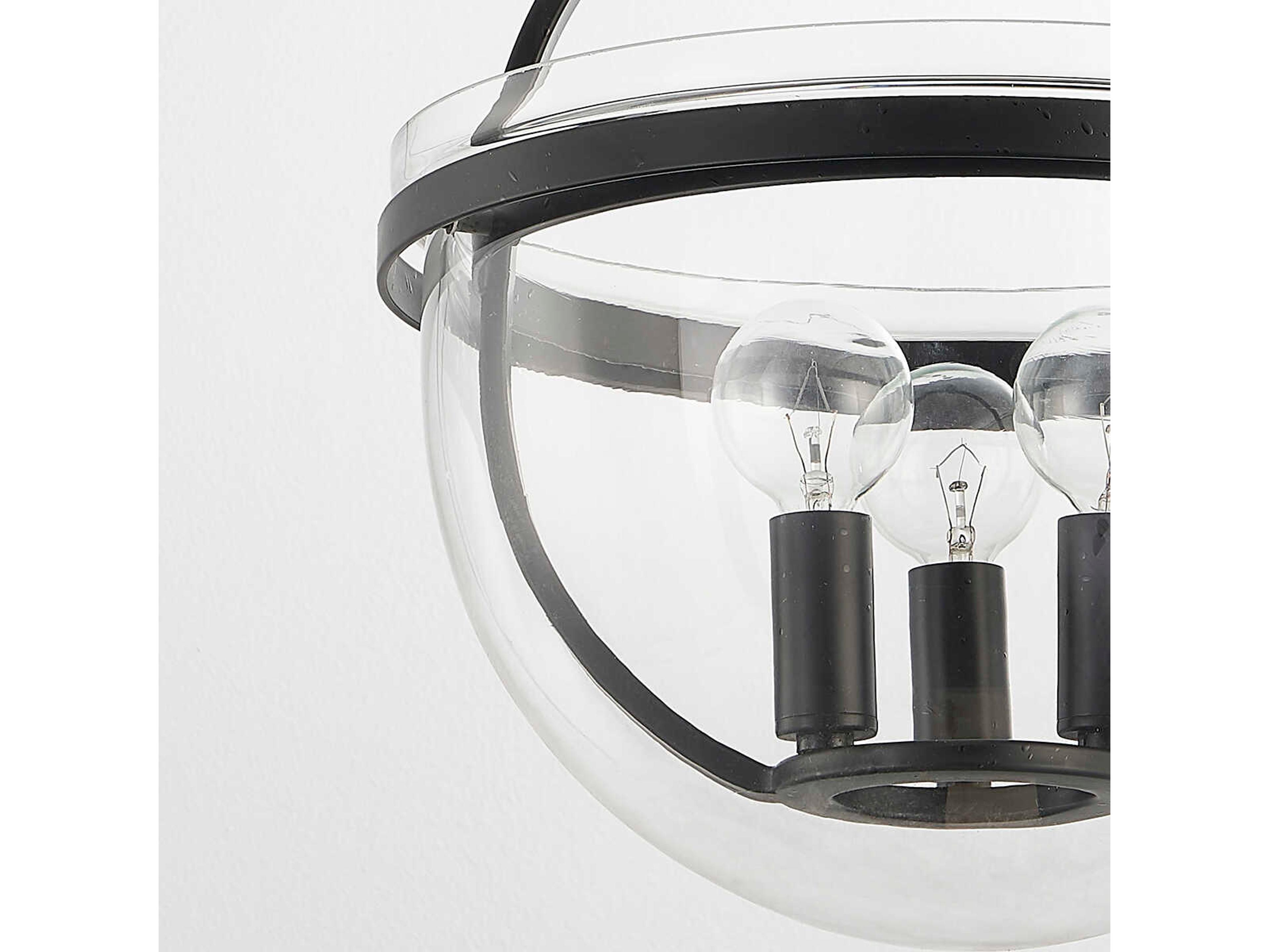 Hudson Valley Malloy 3-Light Aged Iron Black Glass Globe Mini Pendant