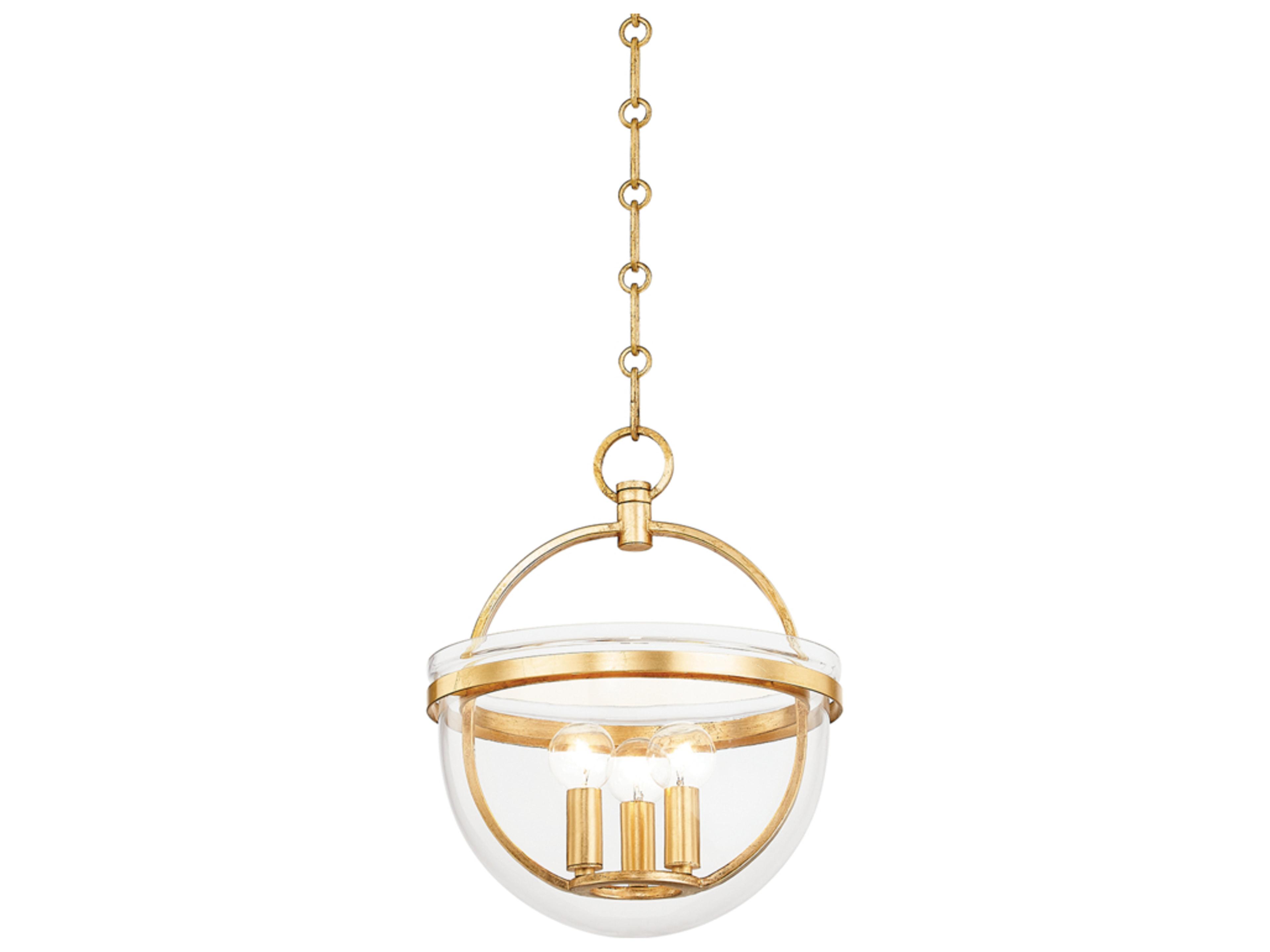 Malloy 3-Light Vintage Gold Leaf Glass Globe Mini Pendant