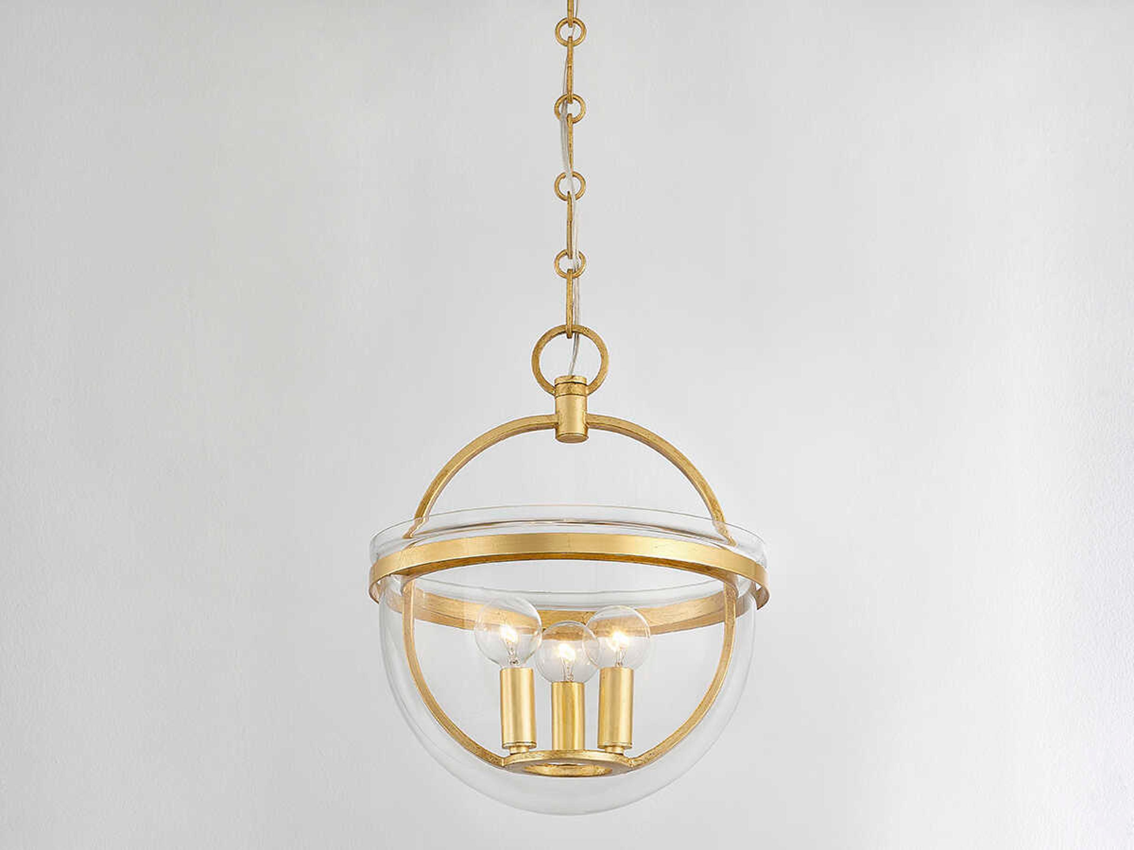 Hudson Valley Malloy 3-Light Vintage Gold Leaf Glass Globe Mini Pendant