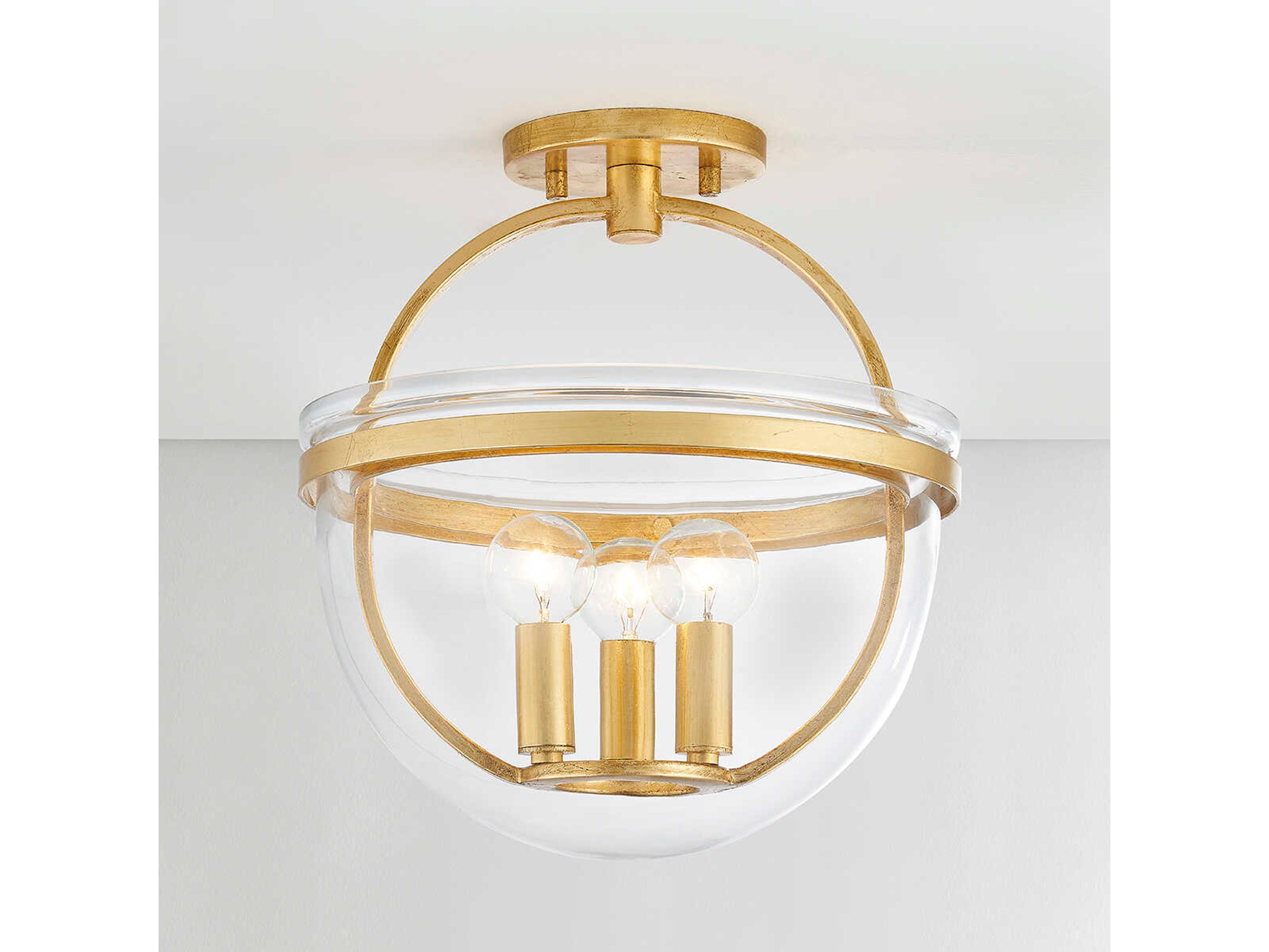 Hudson Valley Malloy 3-Light Vintage Gold Leaf Glass Globe Mini Pendant