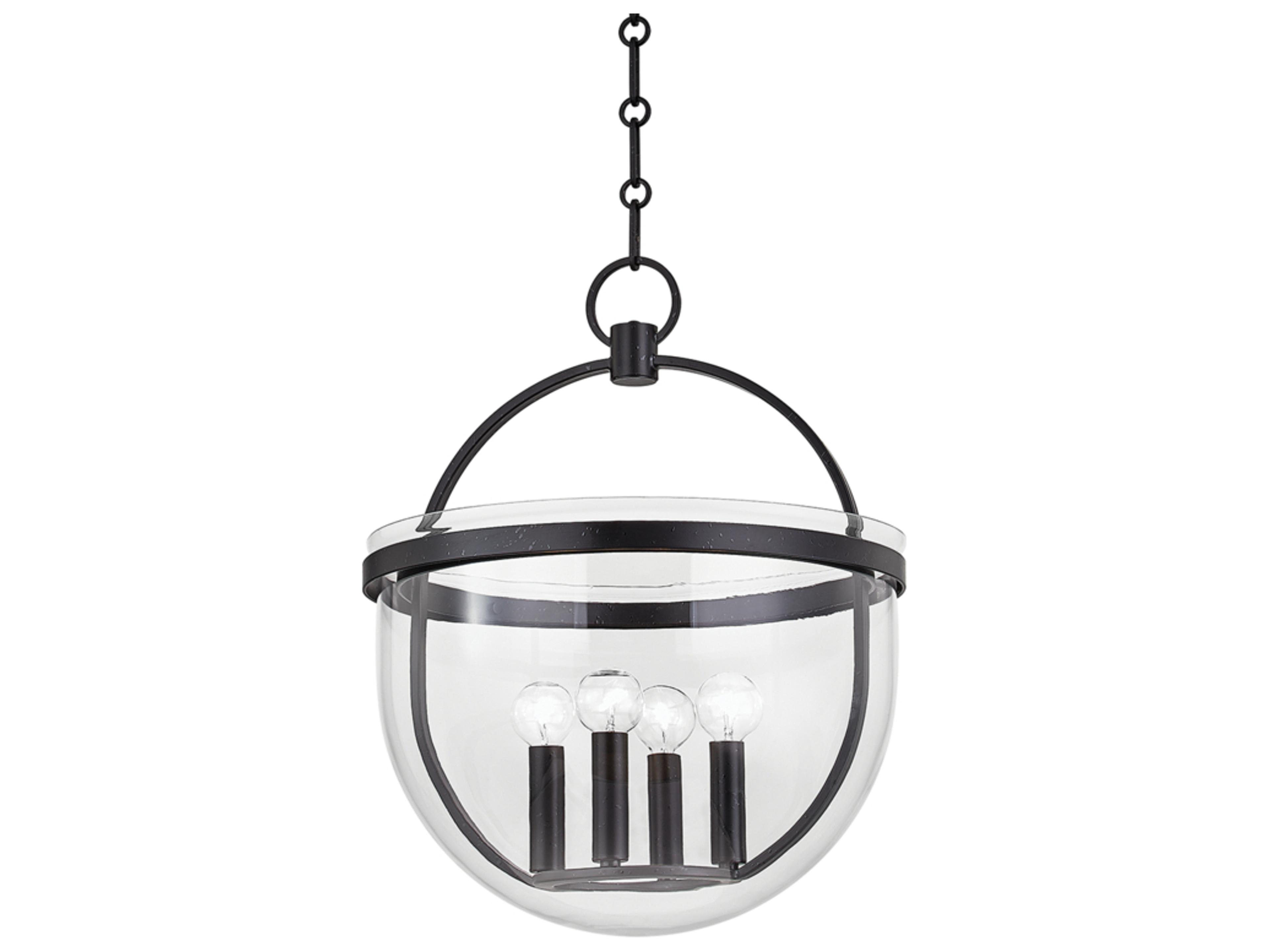 Malloy 4-Light Aged Iron Black Glass Globe Pendant