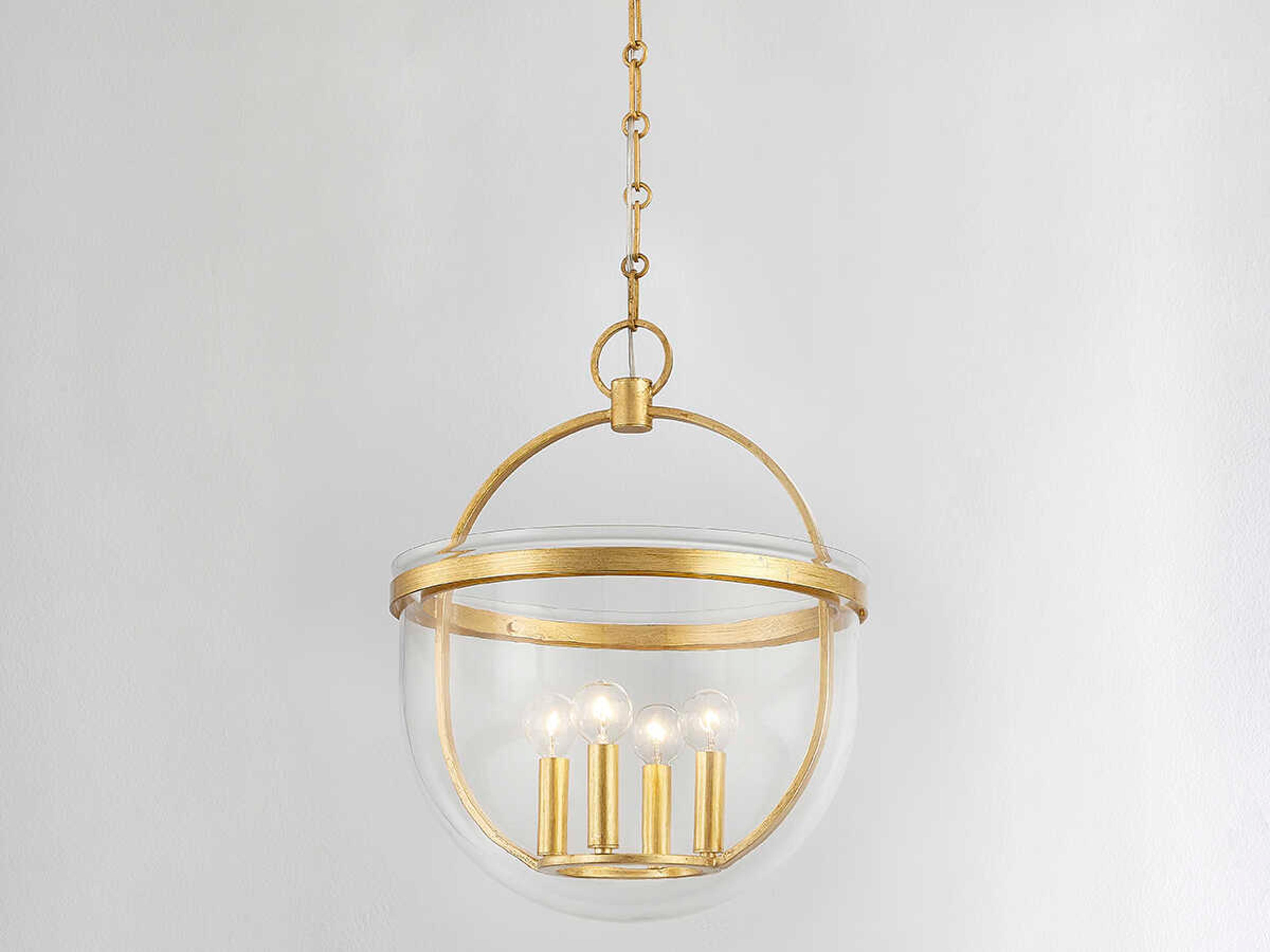 Hudson Valley Malloy 4-Light Vintage Gold Leaf Glass Globe Pendant