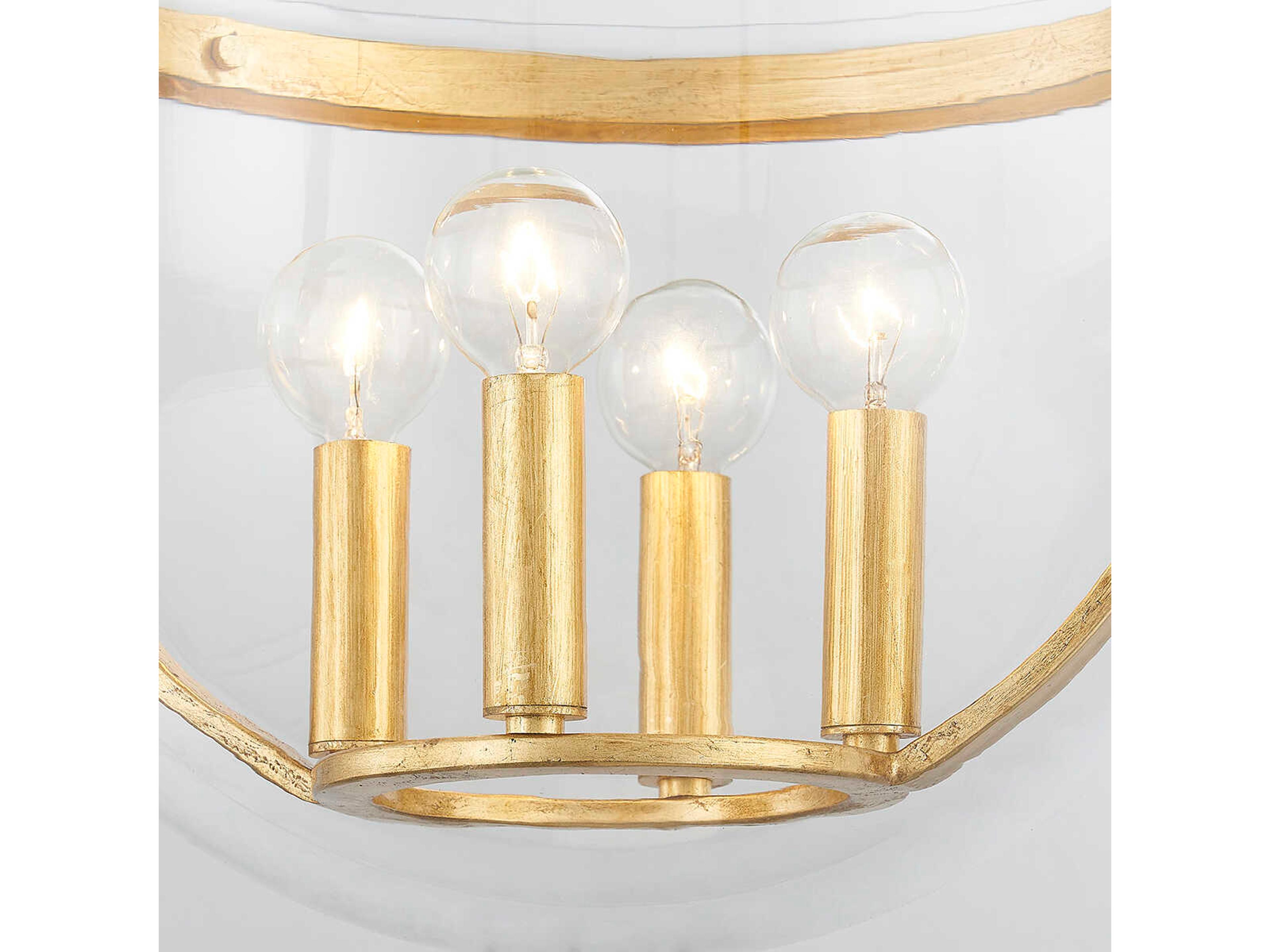 Hudson Valley Malloy 4-Light Vintage Gold Leaf Glass Globe Pendant