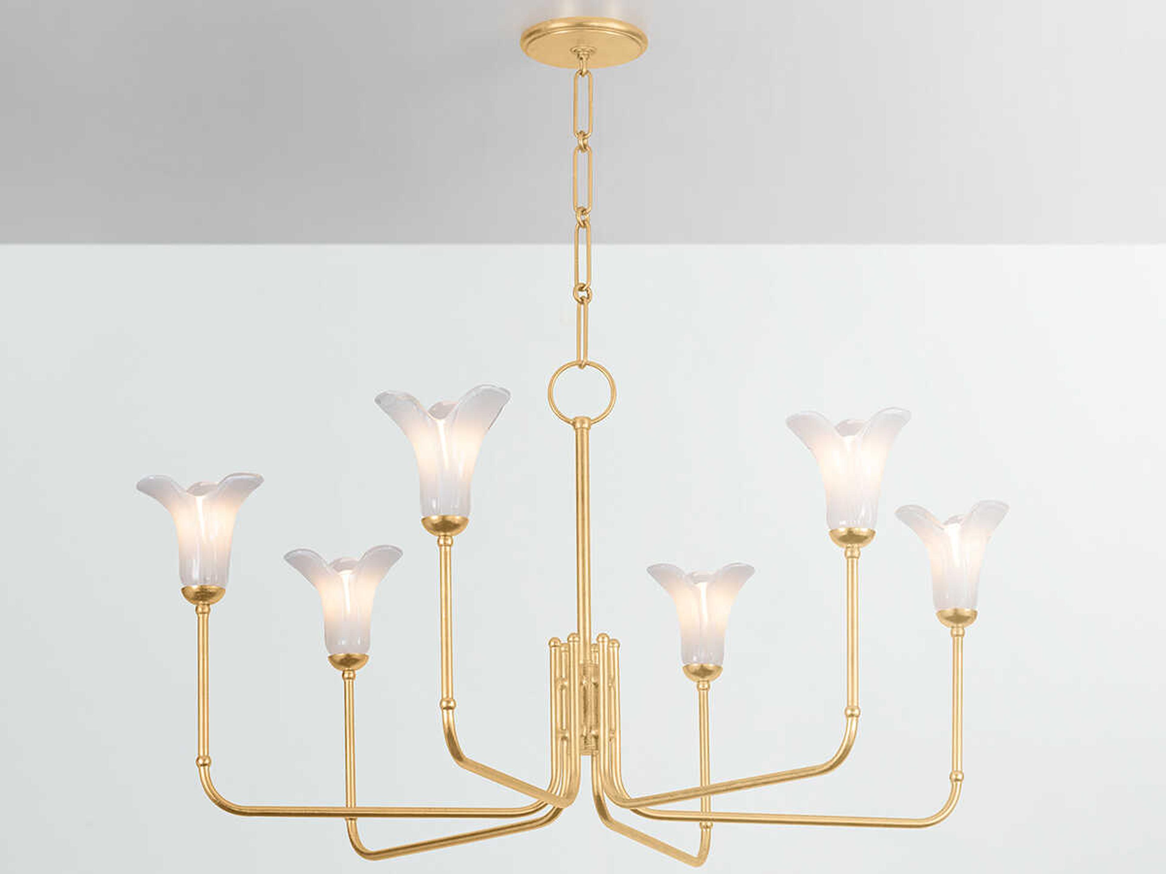 Hudson Valley Montclair 6-Light Vintage Gold Leaf Chandelier