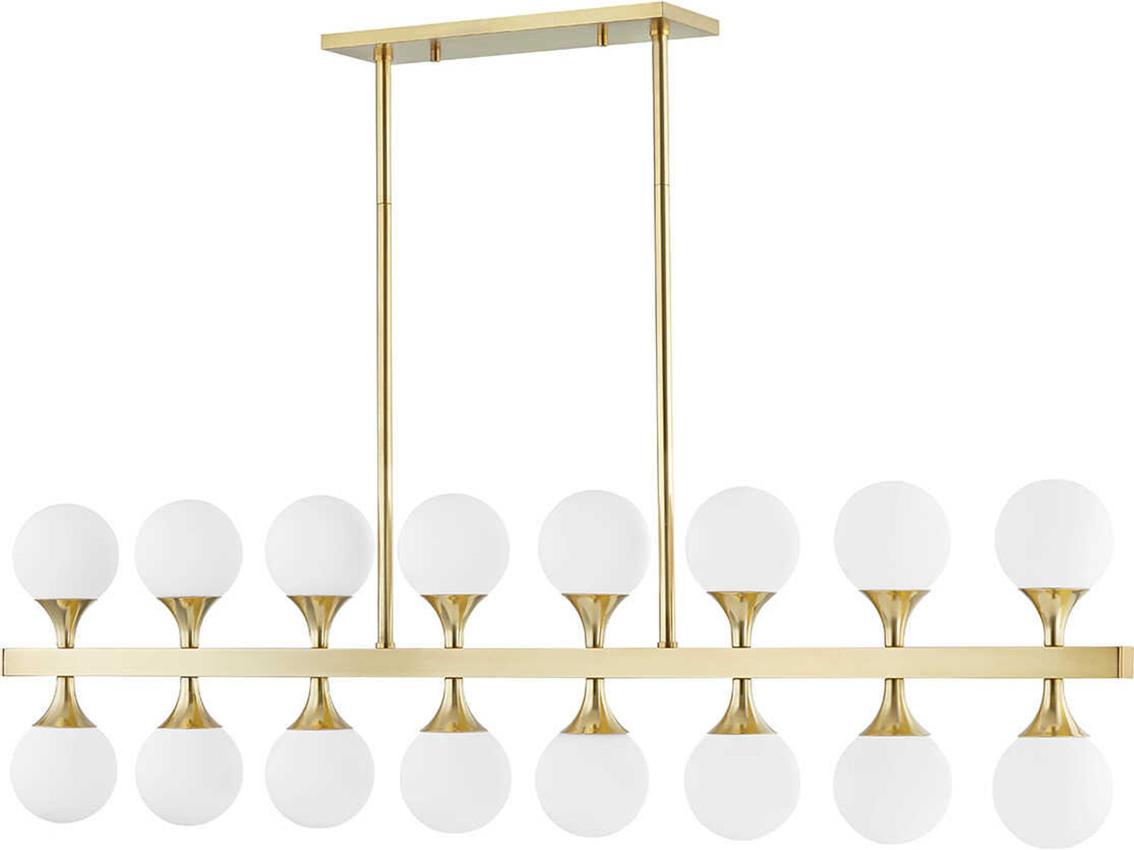 Astoria 16-Light Aged Brass LED Globe Linear Island Pendant