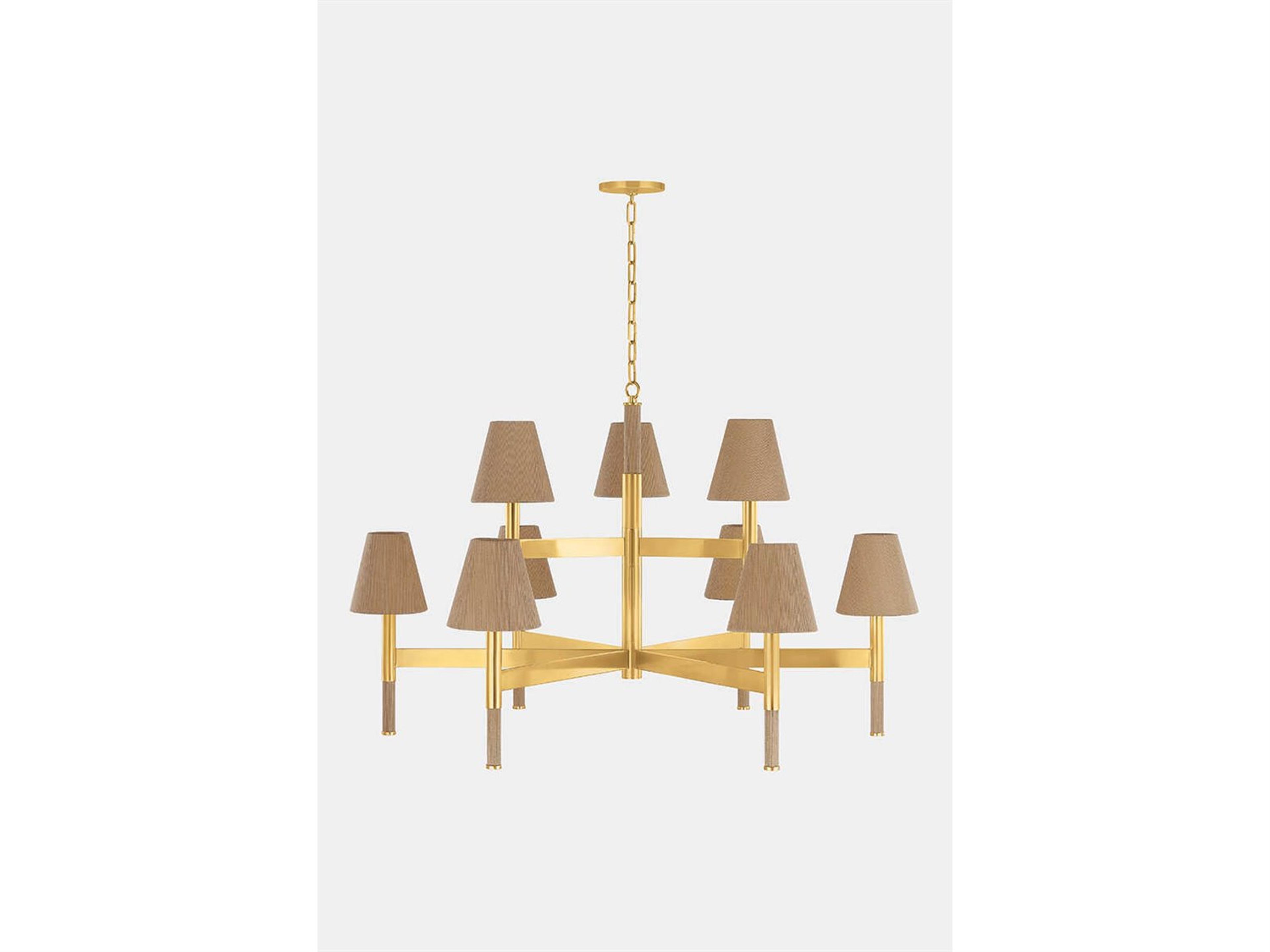 Hudson Valley Lindenwood 9-Light Aged Brass Tiered Chandelier