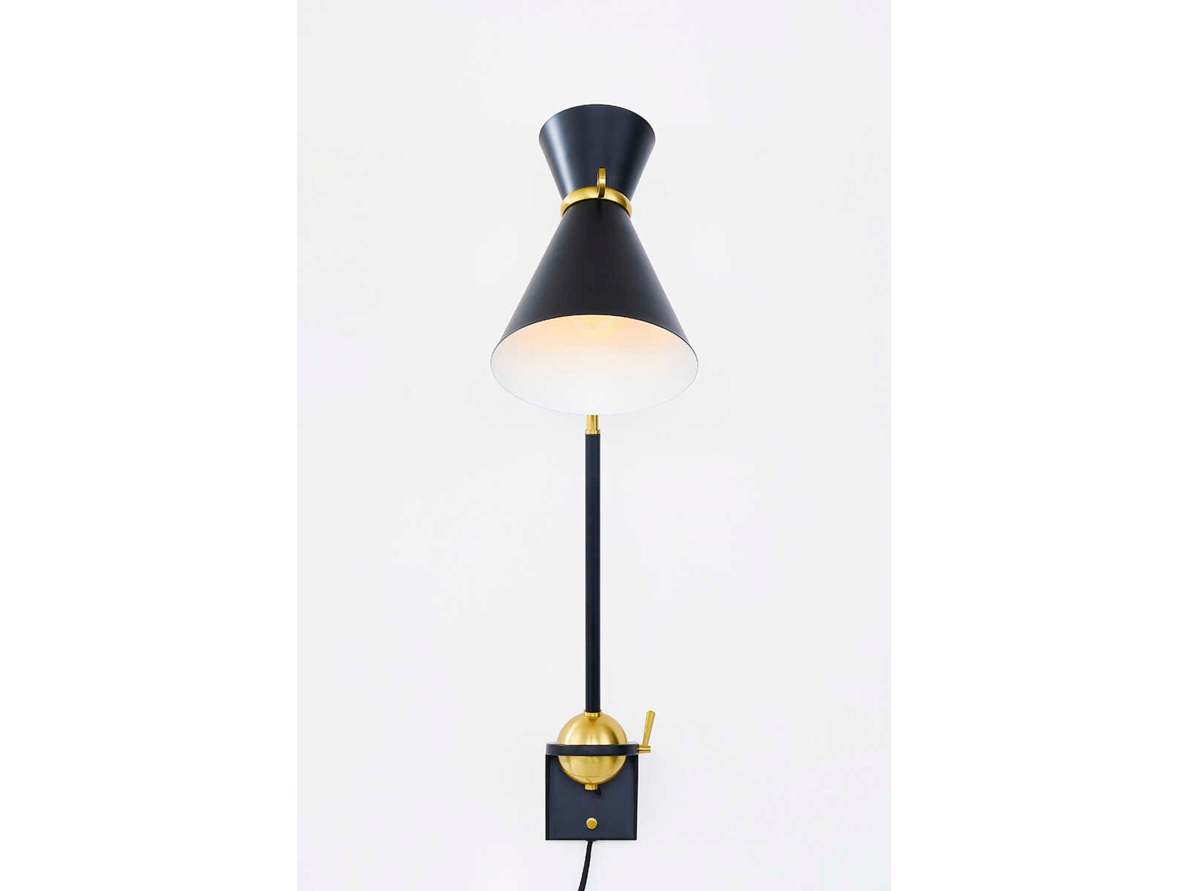 Hudson Valley Winsted 1-Light Aged Brass Soft Black Swing Wall Sconce