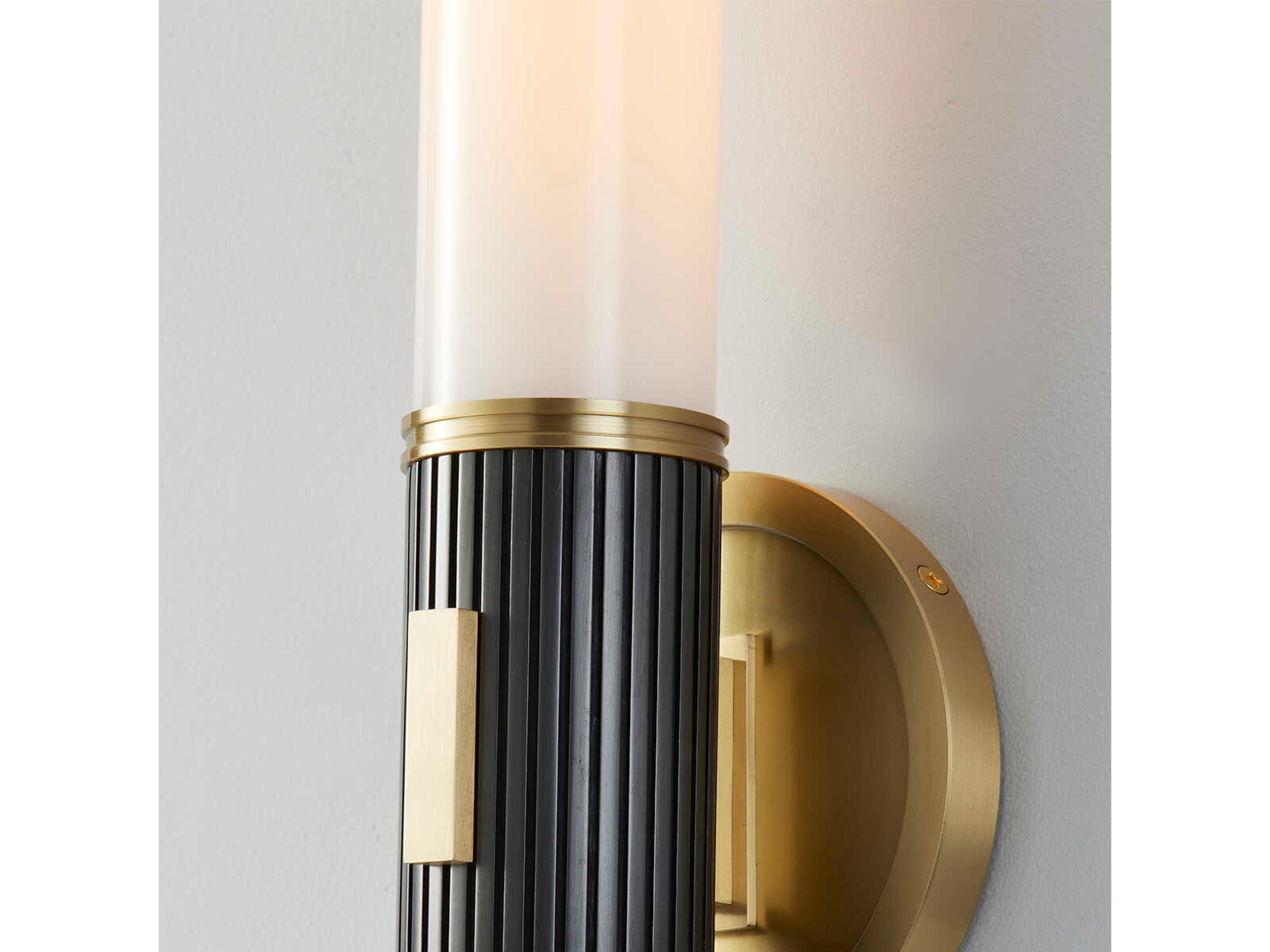 Hudson Valley Crewe 1-Light Aged Antique Distressed Bronze Black Glass Wall Sconce