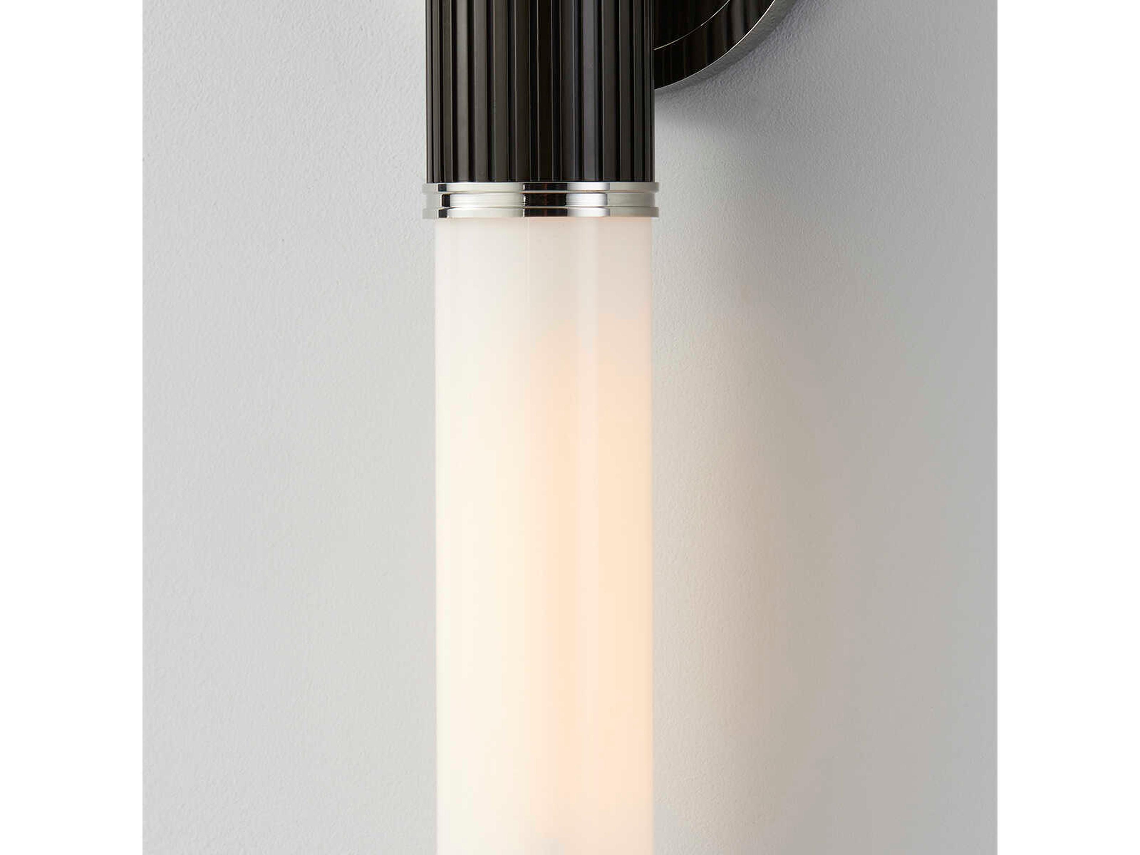 Hudson Valley Crewe 2-Light Polished Nickel Black Glass Wall Sconce