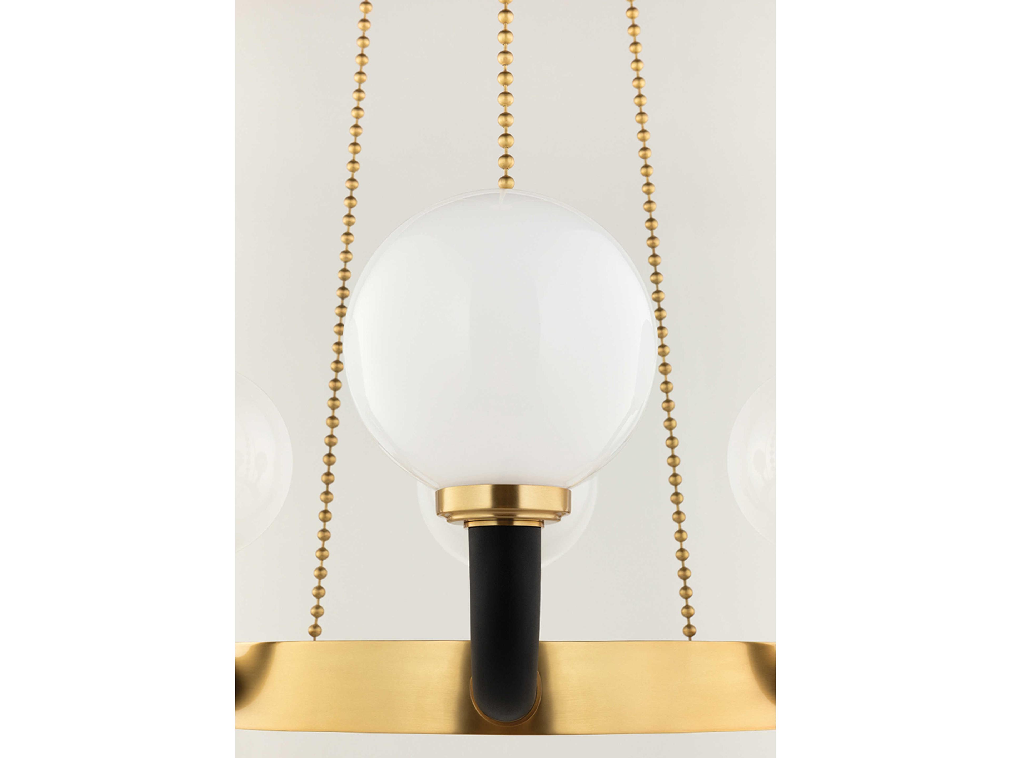 Hudson Valley Werner 12-Light Aged Brass Black Glass Globe Chandelier