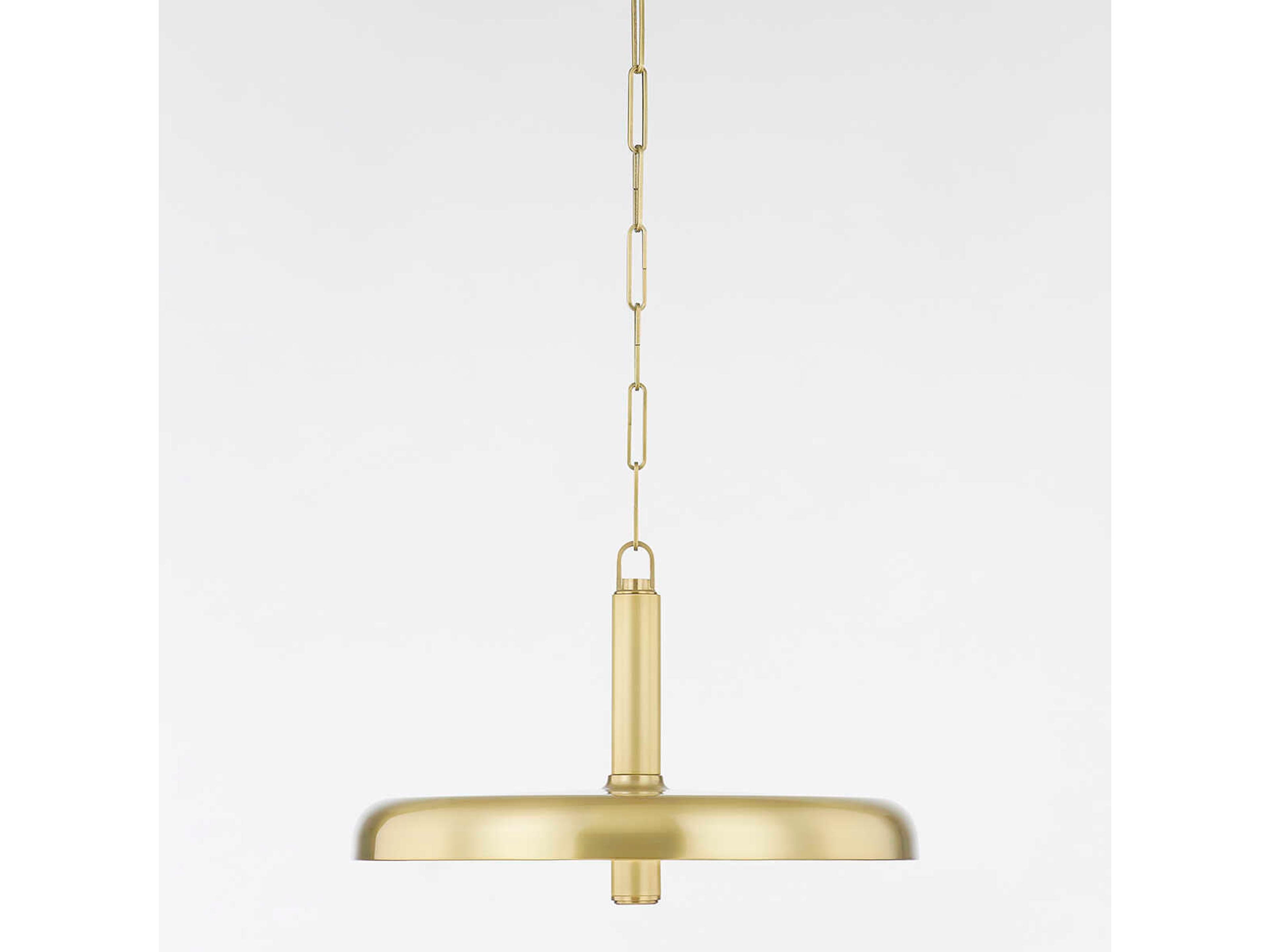 Hudson Valley Reynolds 1-Light Aged Brass Glass LED Round Pendant