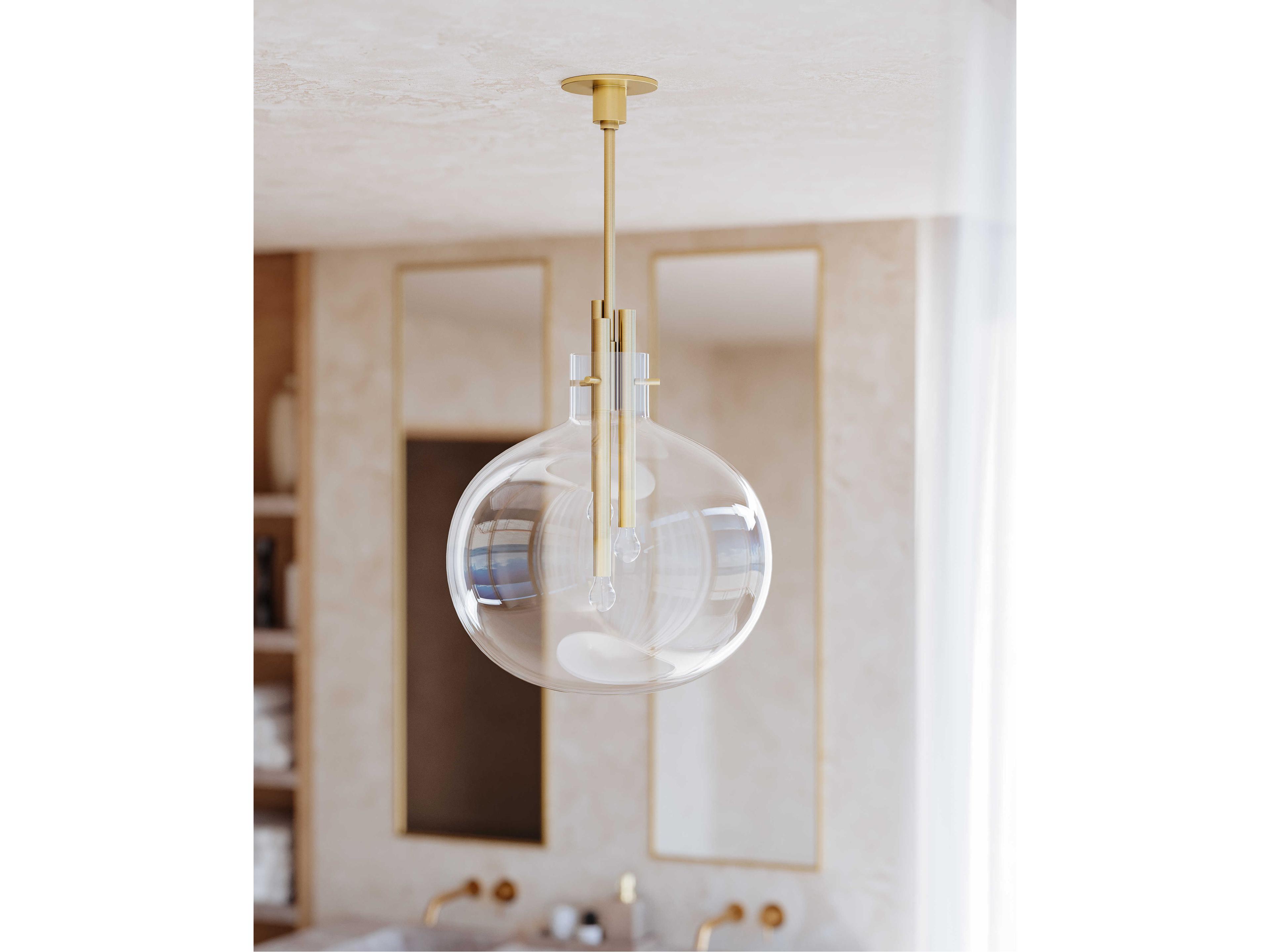 Hudson Valley Hempstead 3-Light Aged Brass Glass Globe Pendant