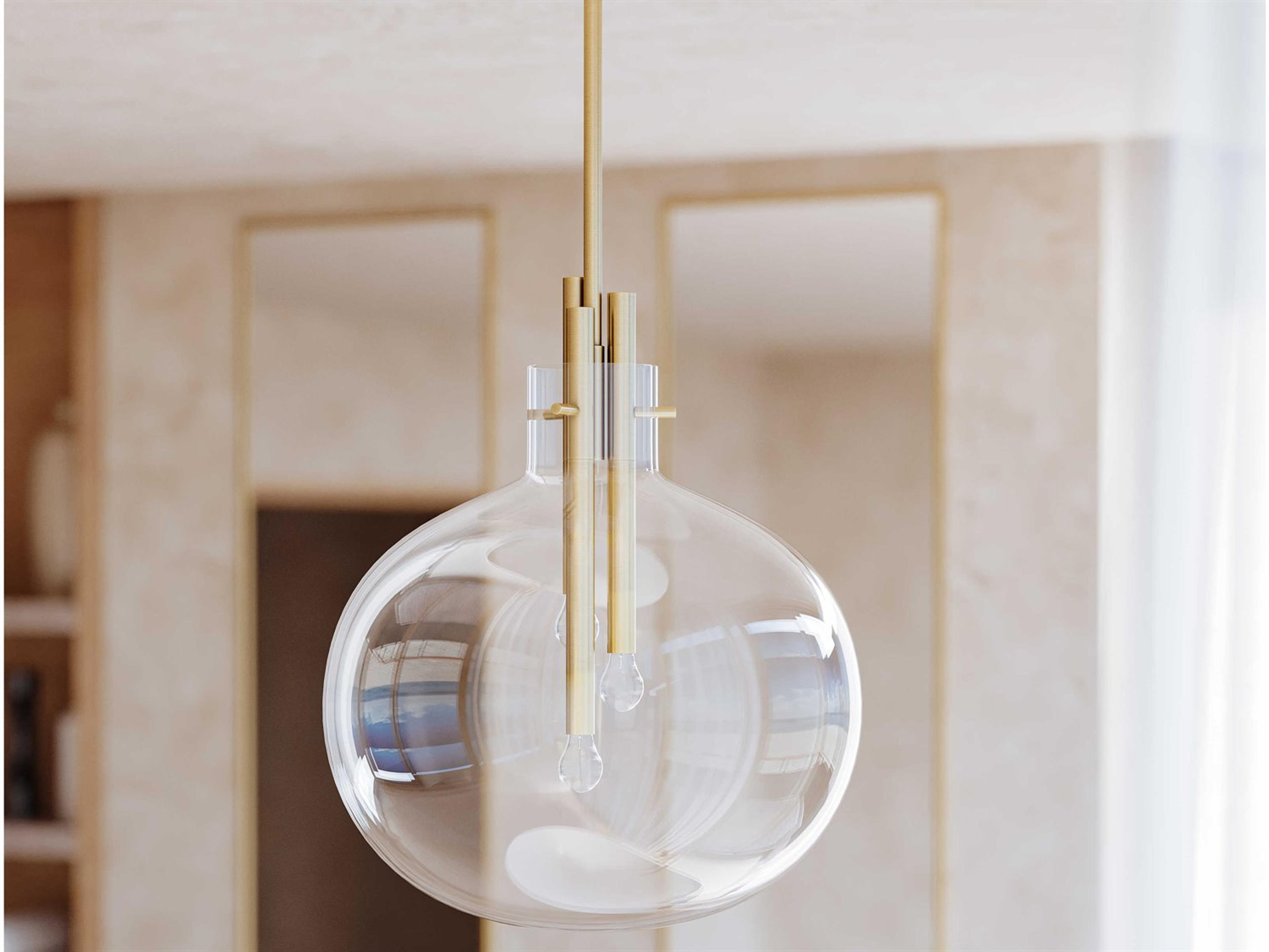 Hudson Valley Hempstead 3-Light Aged Brass Glass Globe Pendant