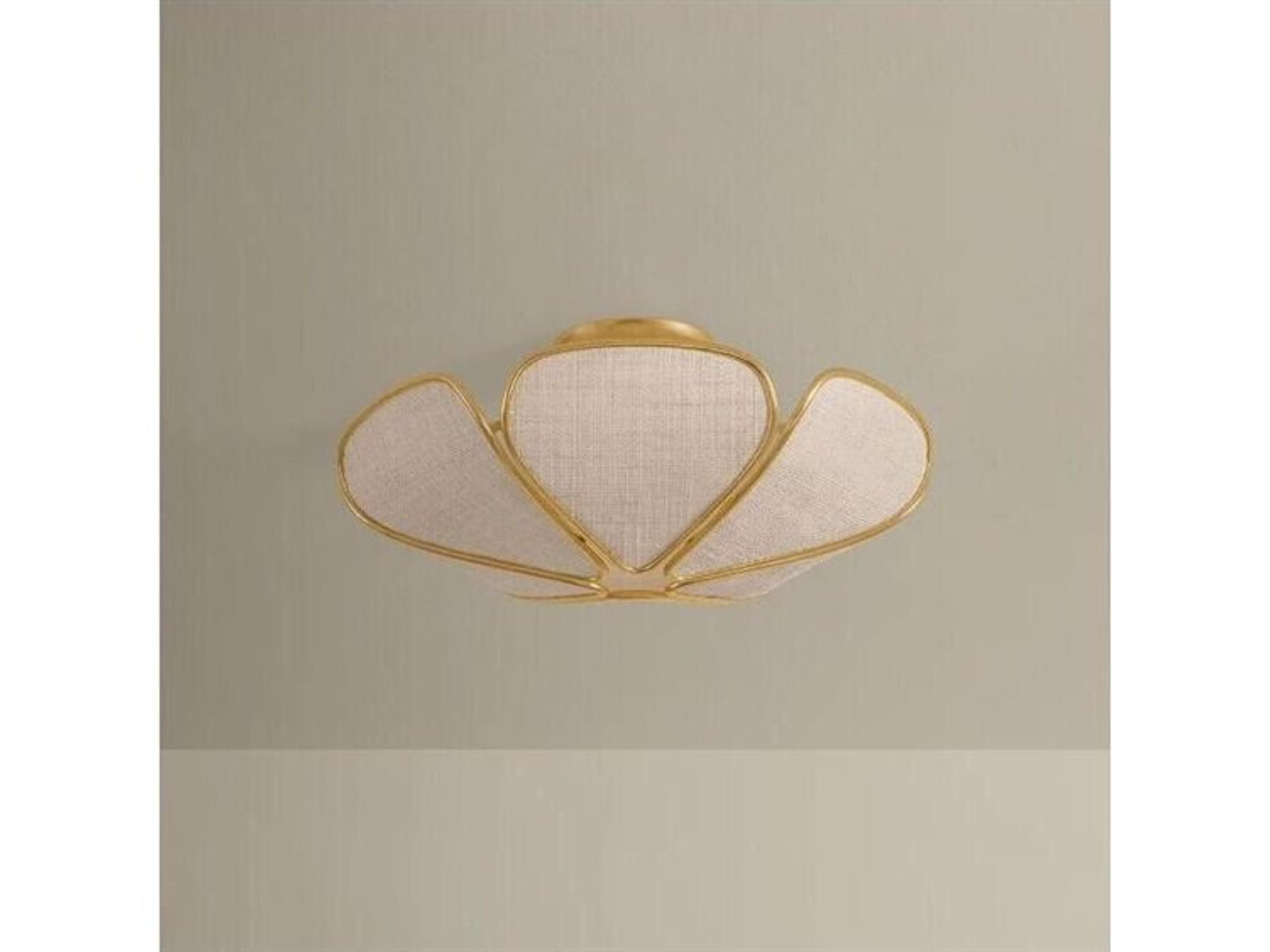 Hudson Valley Bayville 3-Light Vintage Gold Leaf Semi Flush Mount
