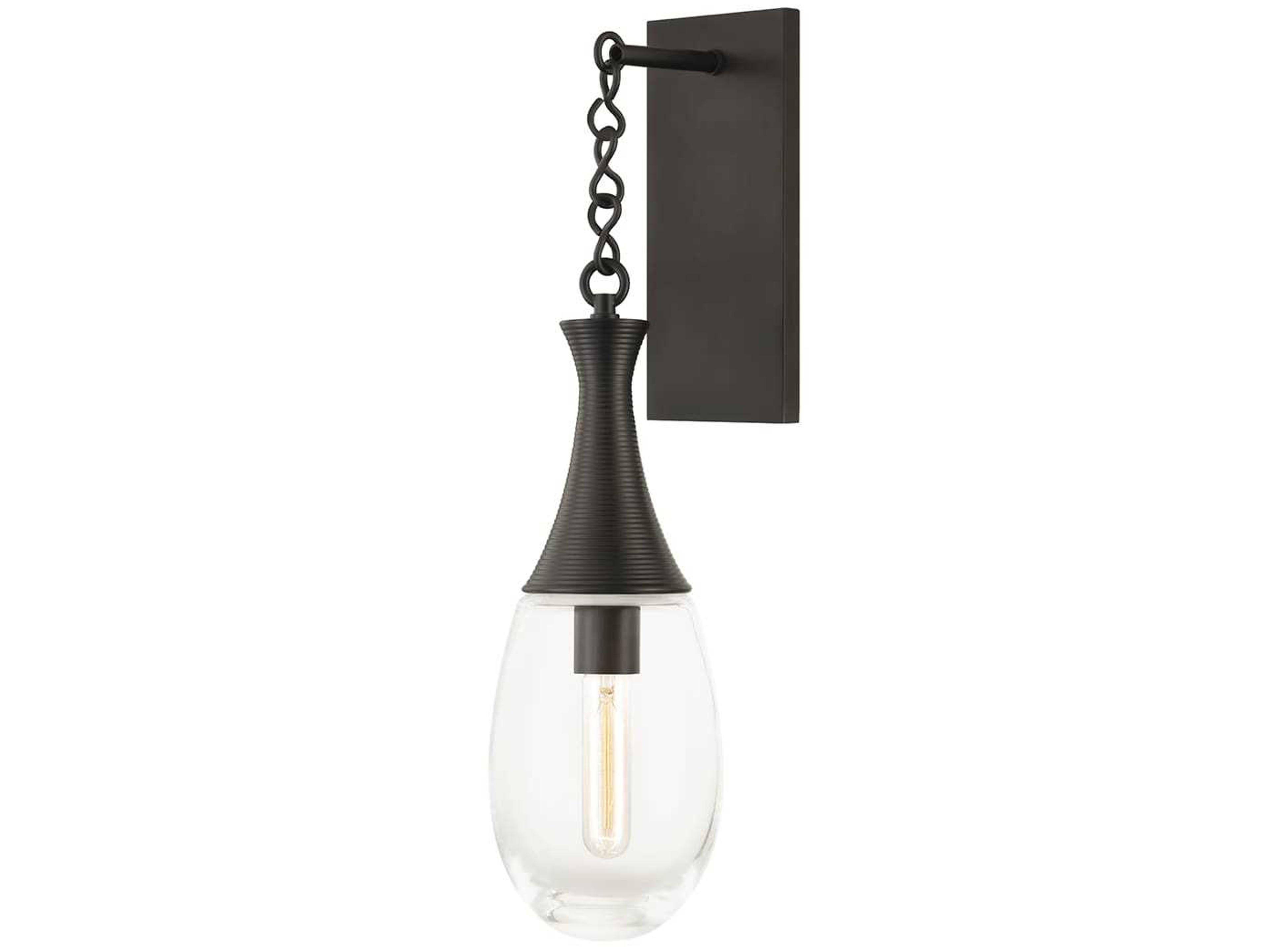 Southold 1-Light Black Brass Glass Wall Sconce