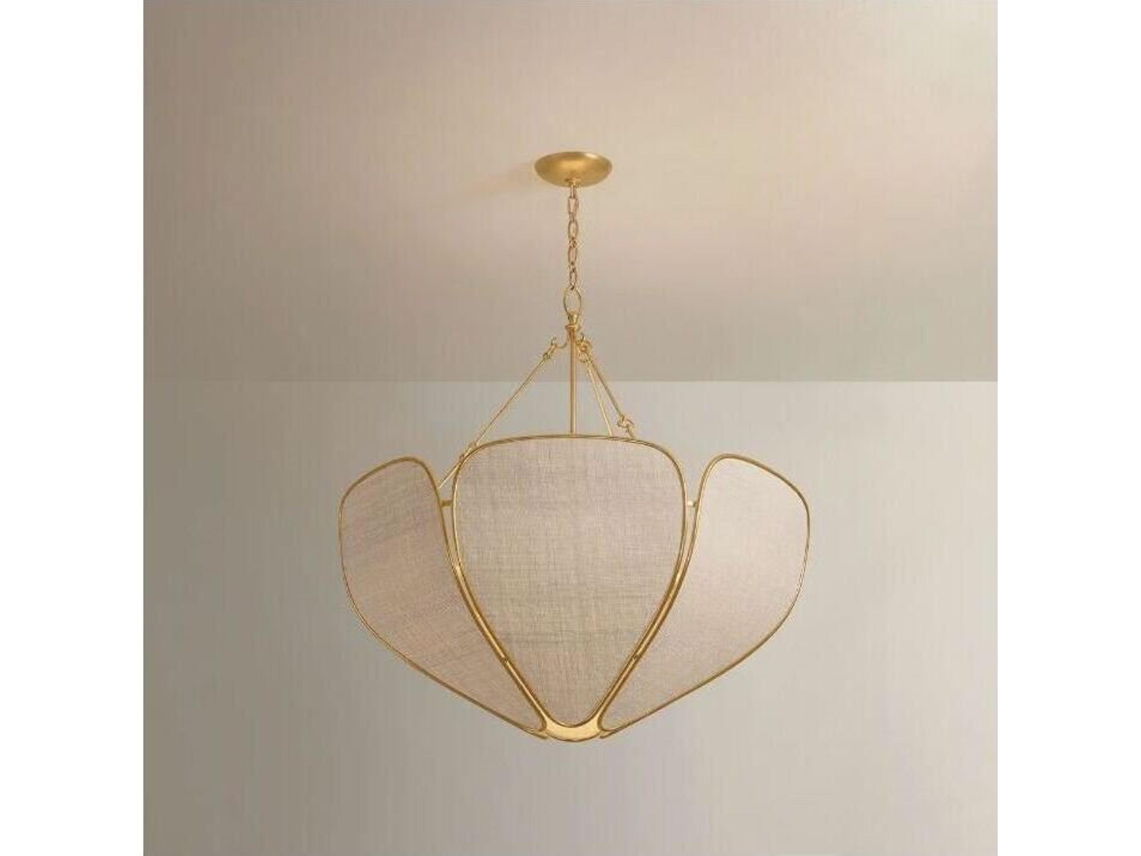 Hudson Valley Bayville 6-Light Vintage Gold Leaf Pendant