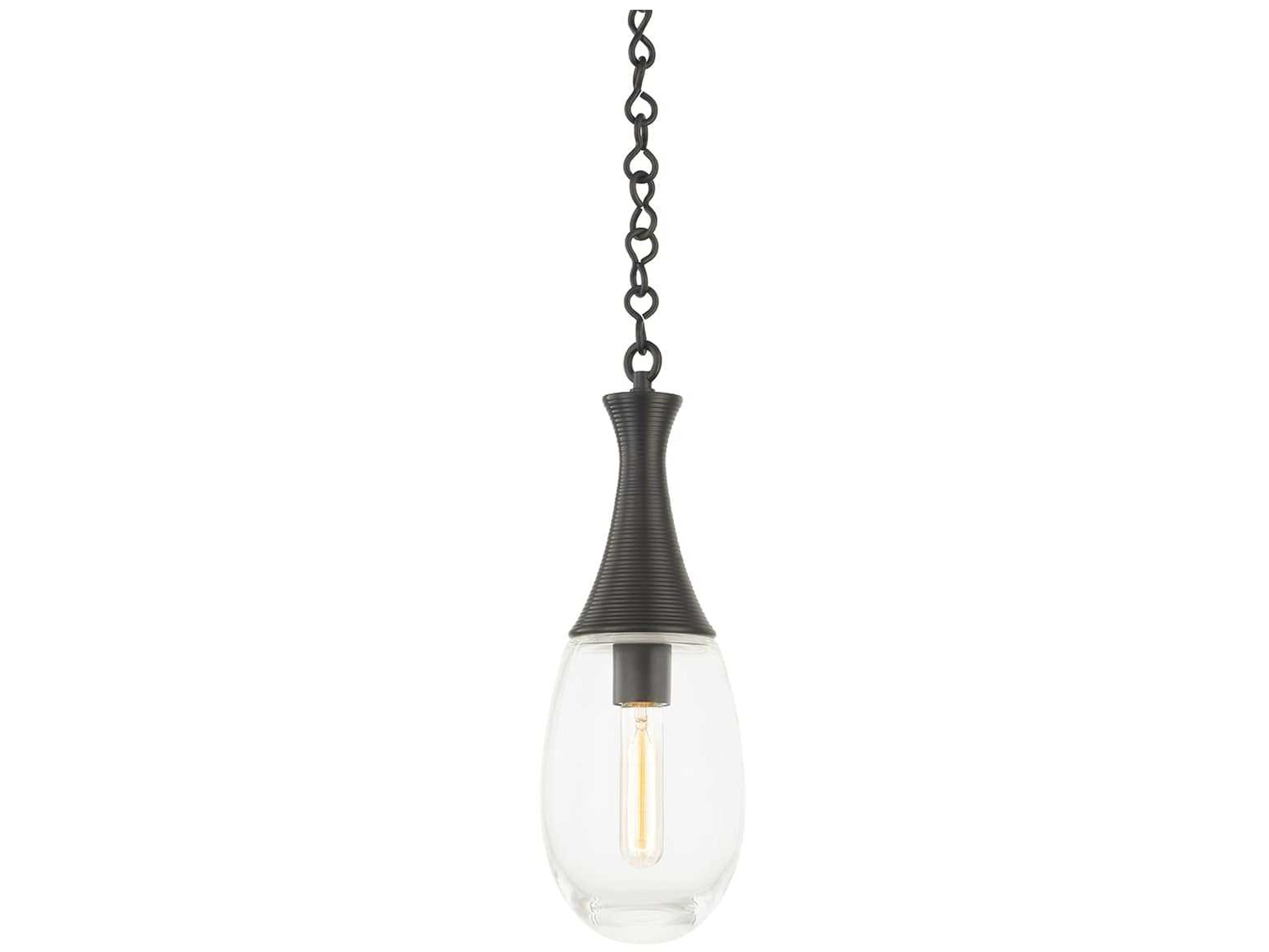 Southold 1-Light Black Brass Glass Mini Pendant