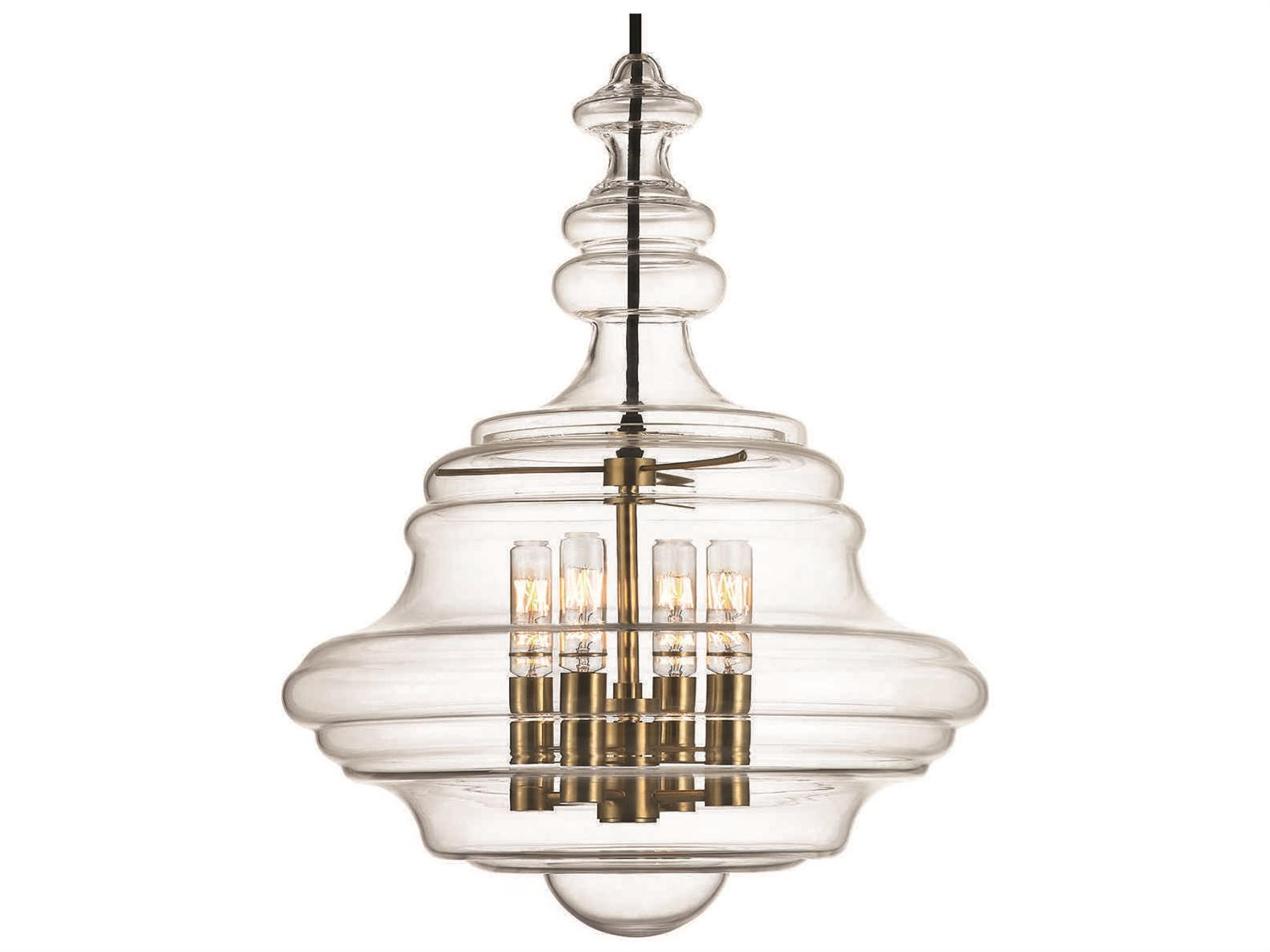 Hudson Valley Washington 4-Light Aged Brass Clear Glass Candelabra Chandelier