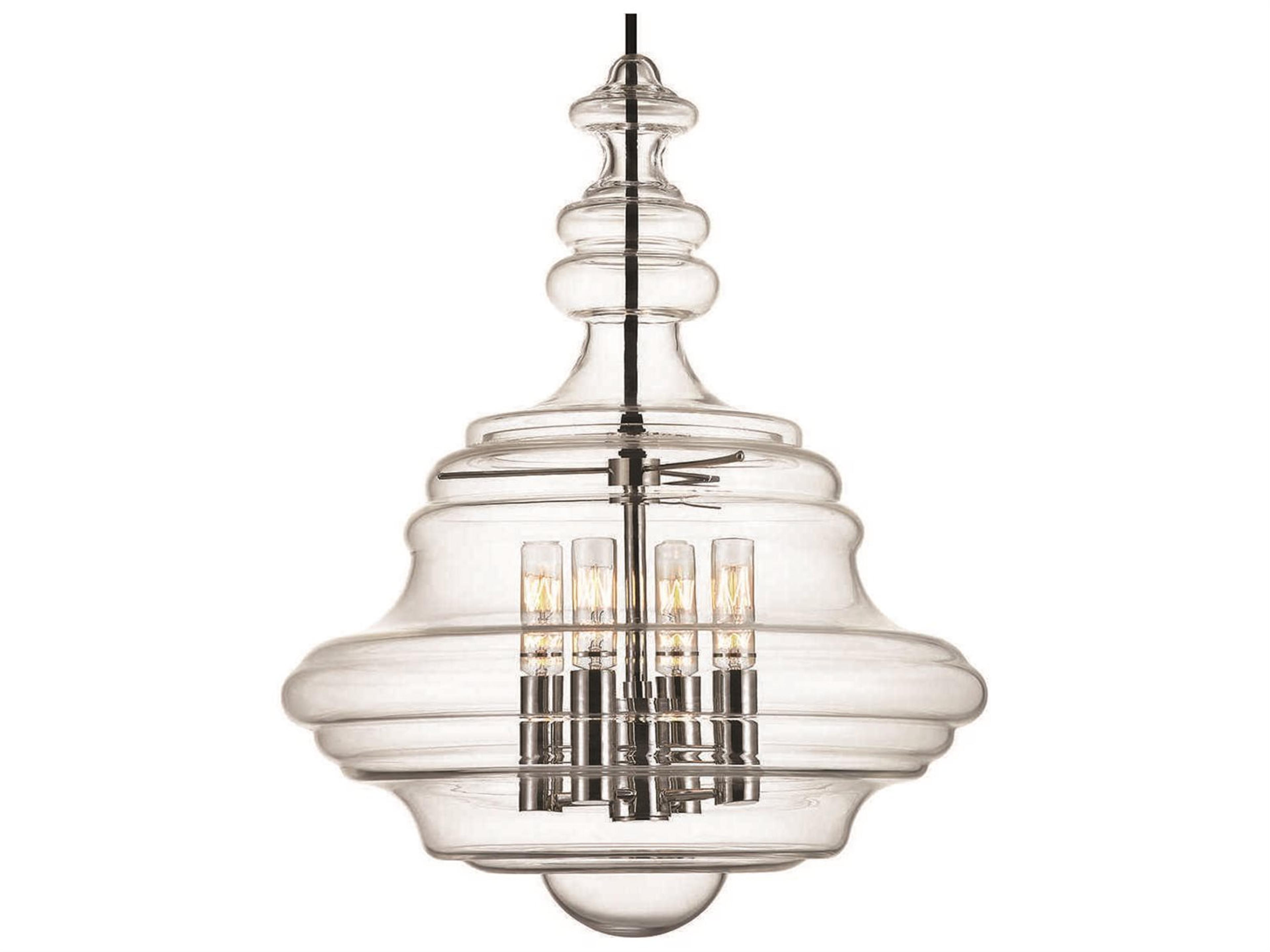 Hudson Valley Washington 4-Light Polished Nickel Clear Glass Candelabra Chandelier