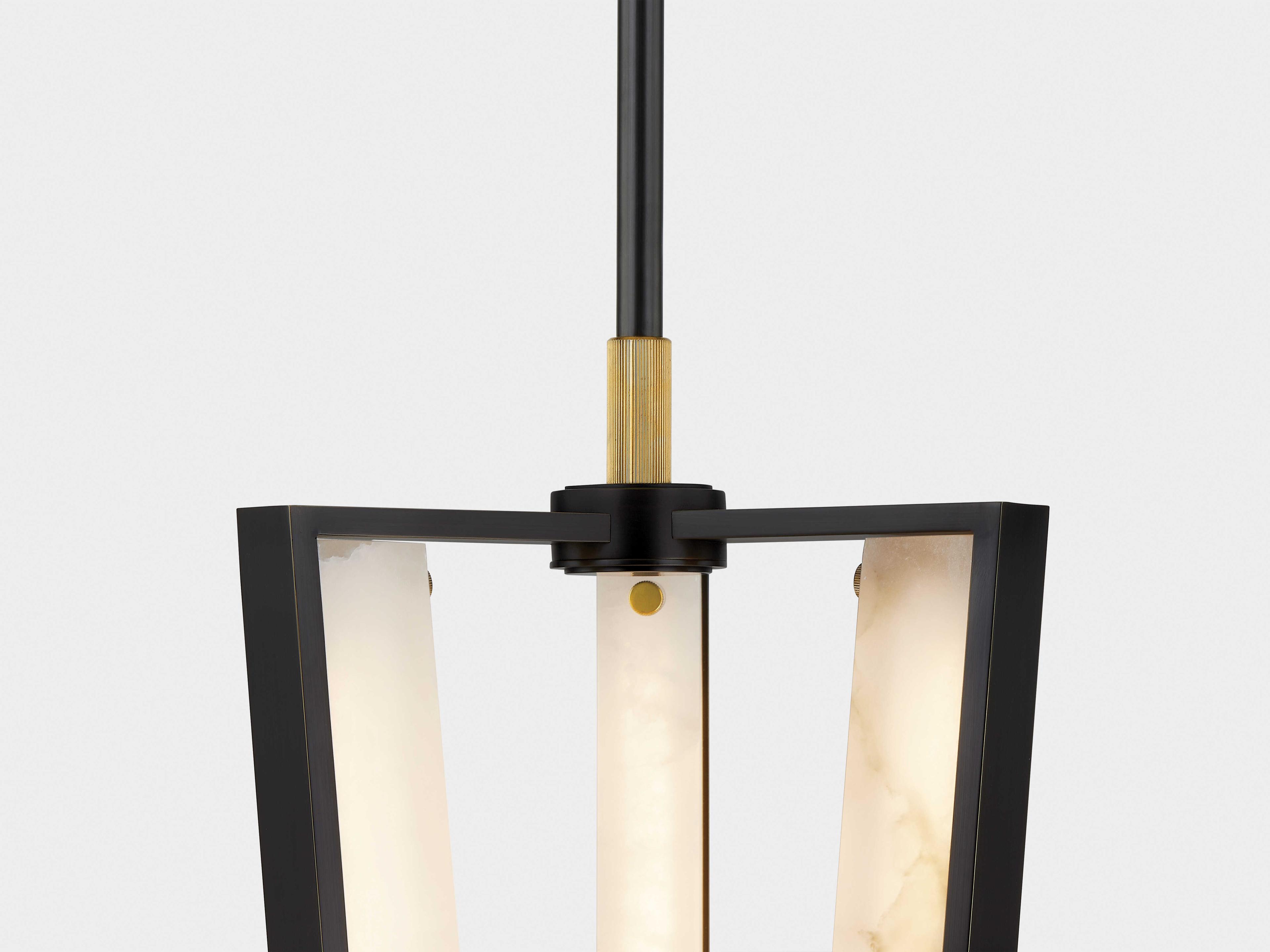 Hudson Valley Edgemere 3-Light Aged Brass Distressed Bronze Black Geometric Mini Pendant