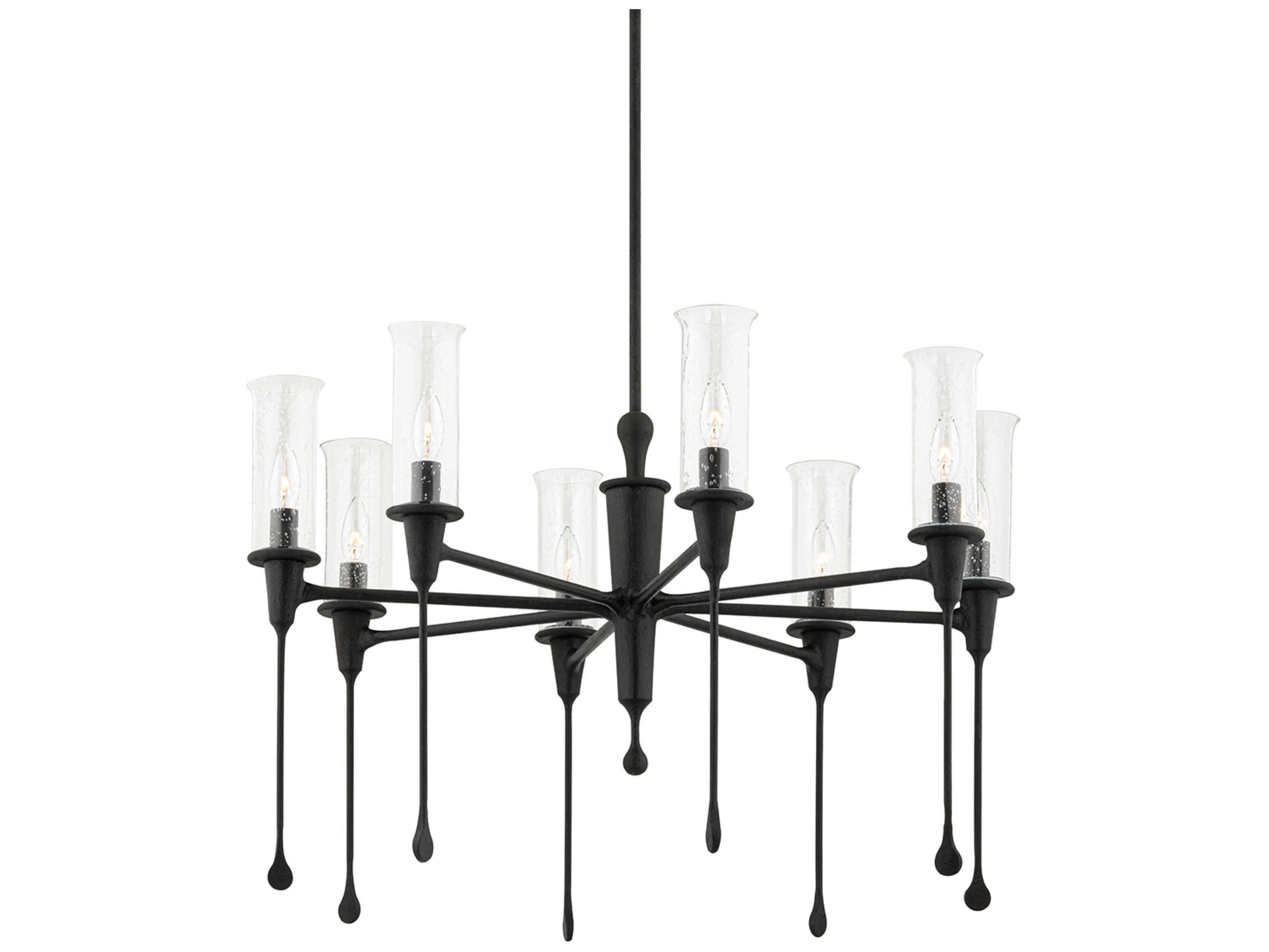 Chisel 8-Light Black Iron Clear Glass Candelabra Chandelier