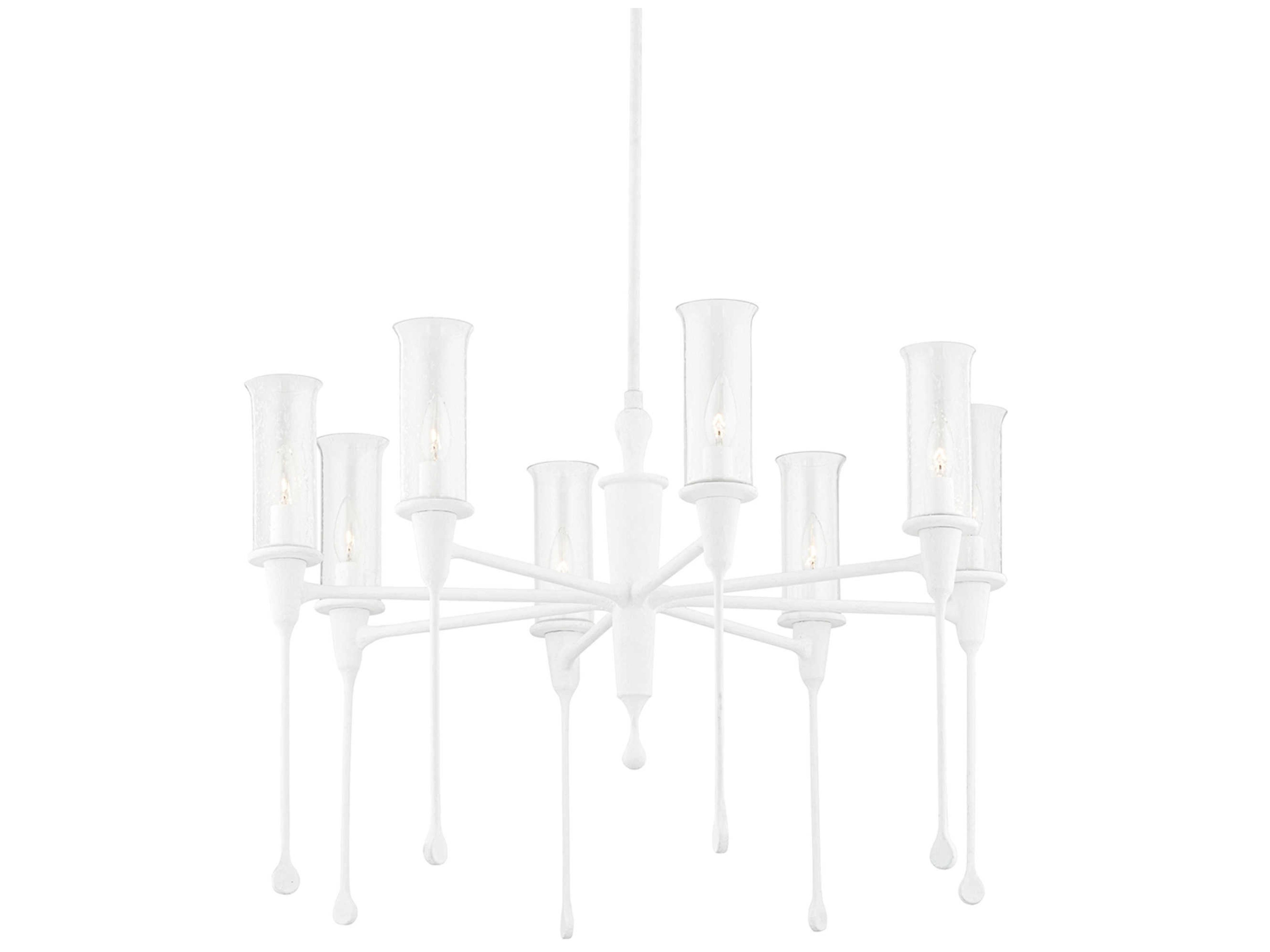 Chisel 8-Light White Plaster Clear Glass Candelabra Chandelier