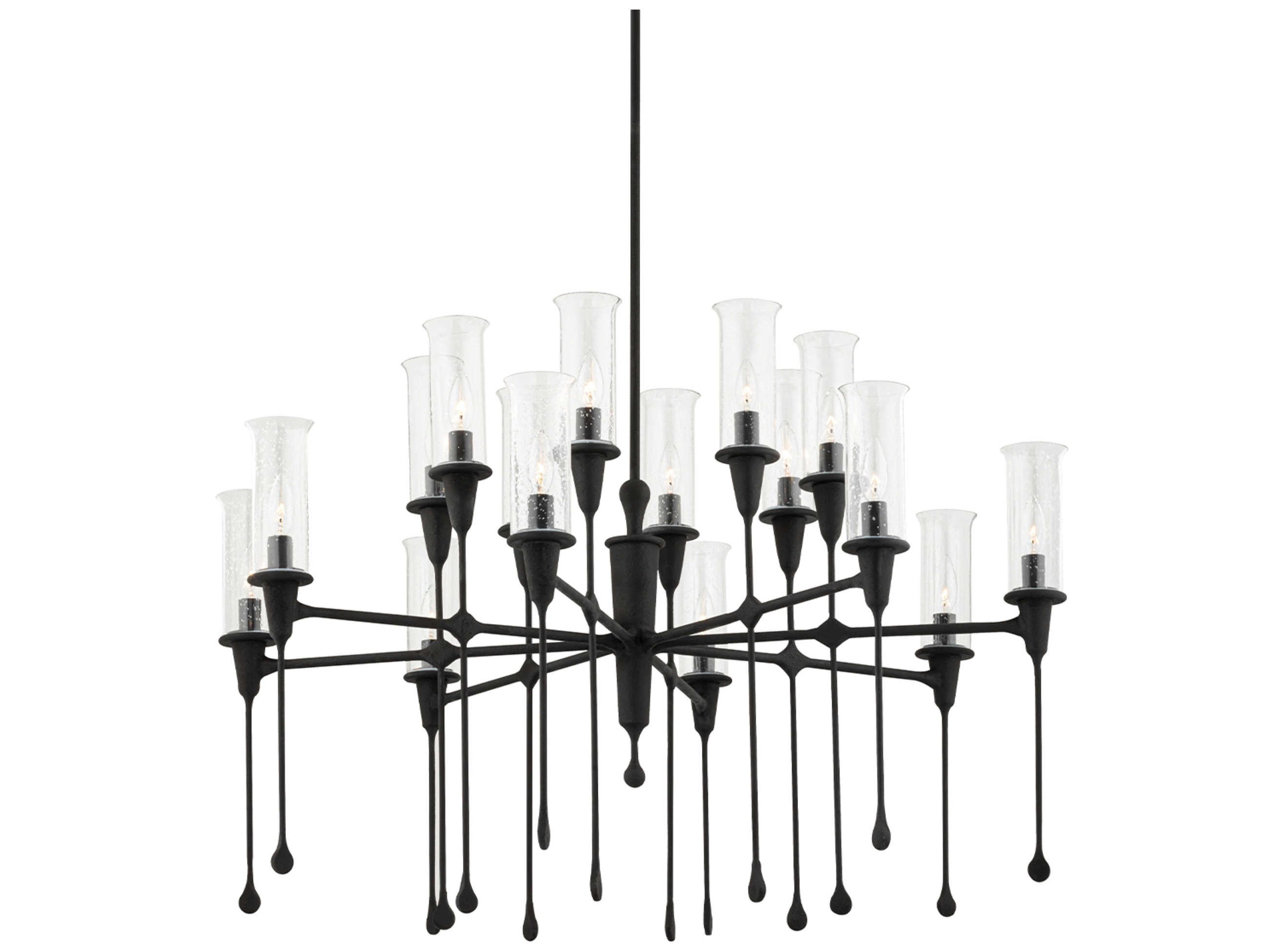 Chisel 16-Light6-Light Black Iron Clear Glass Candelabra Chandelier