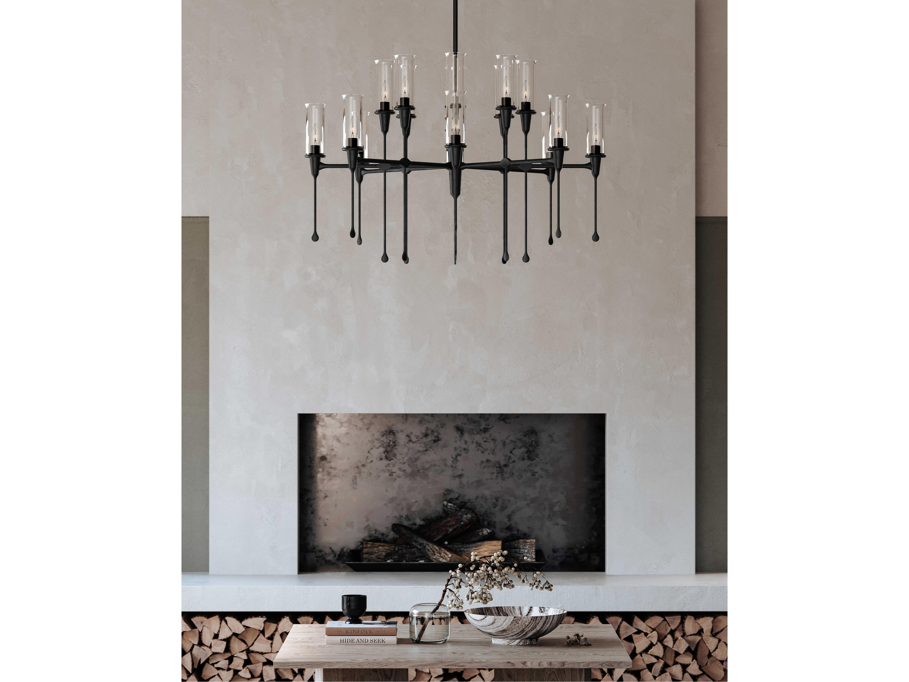 Hudson Valley Chisel 16-Light6-Light Black Iron Clear Glass Candelabra Chandelier