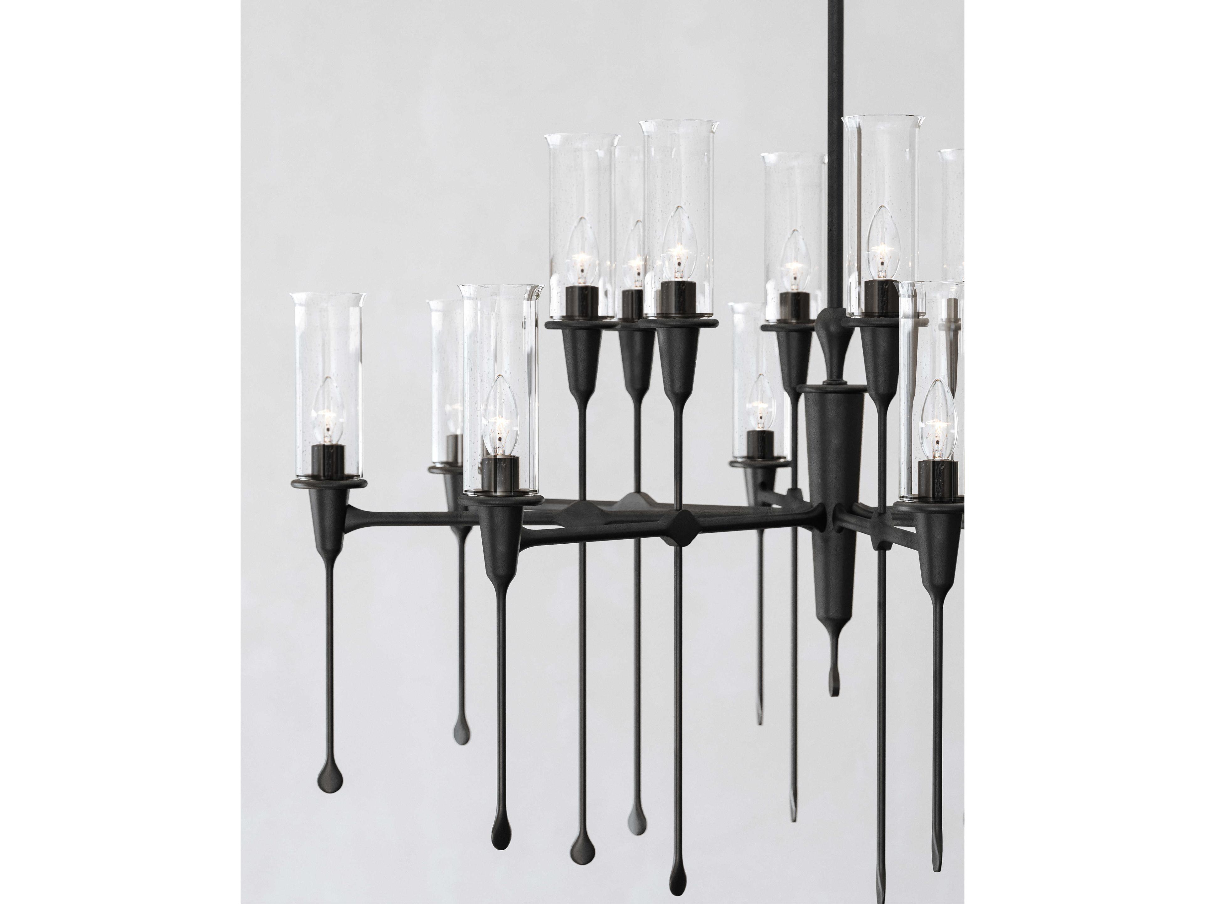 Hudson Valley Chisel 16-Light6-Light Black Iron Clear Glass Candelabra Chandelier