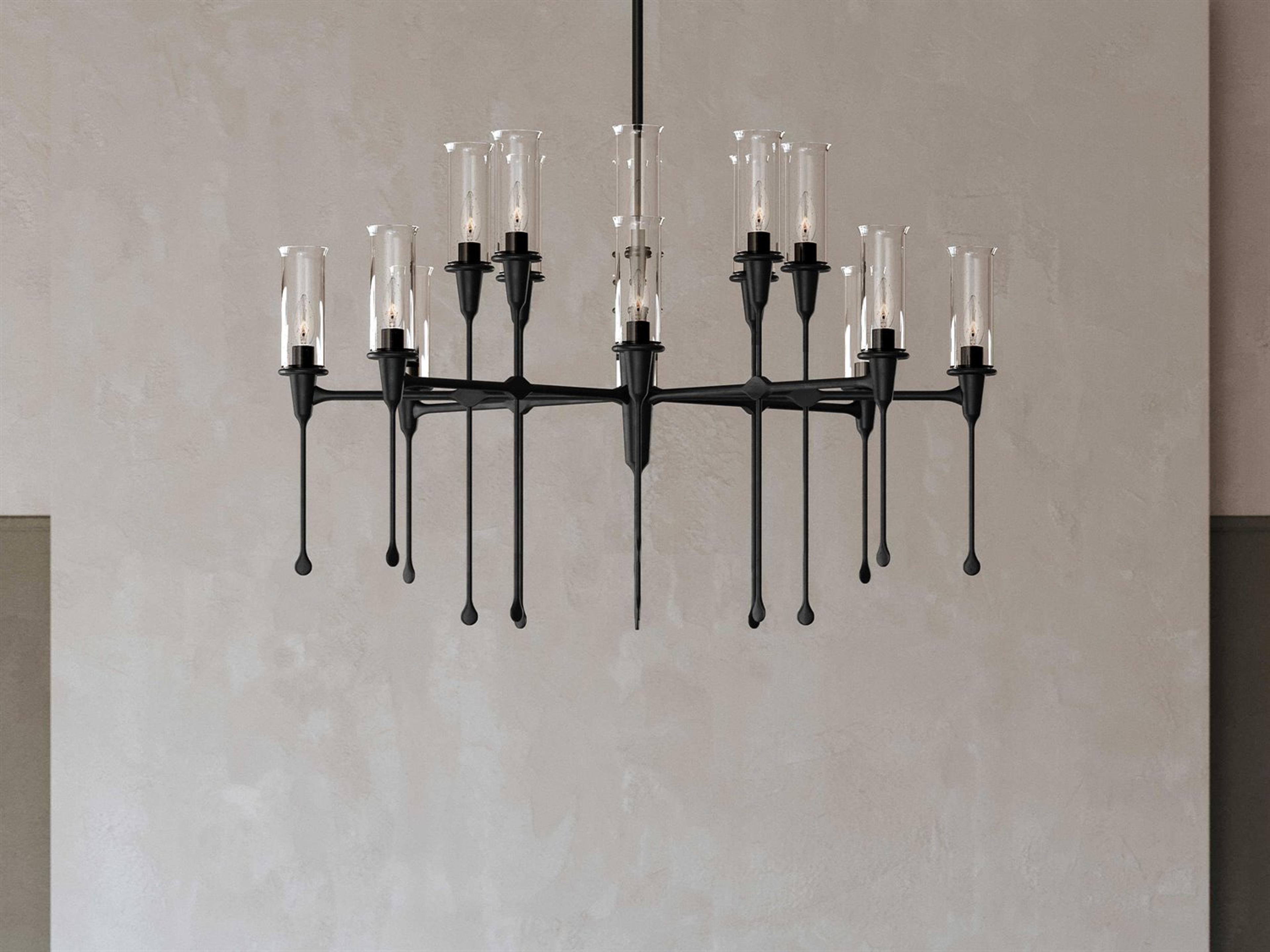 Hudson Valley Chisel 16-Light6-Light Black Iron Clear Glass Candelabra Chandelier