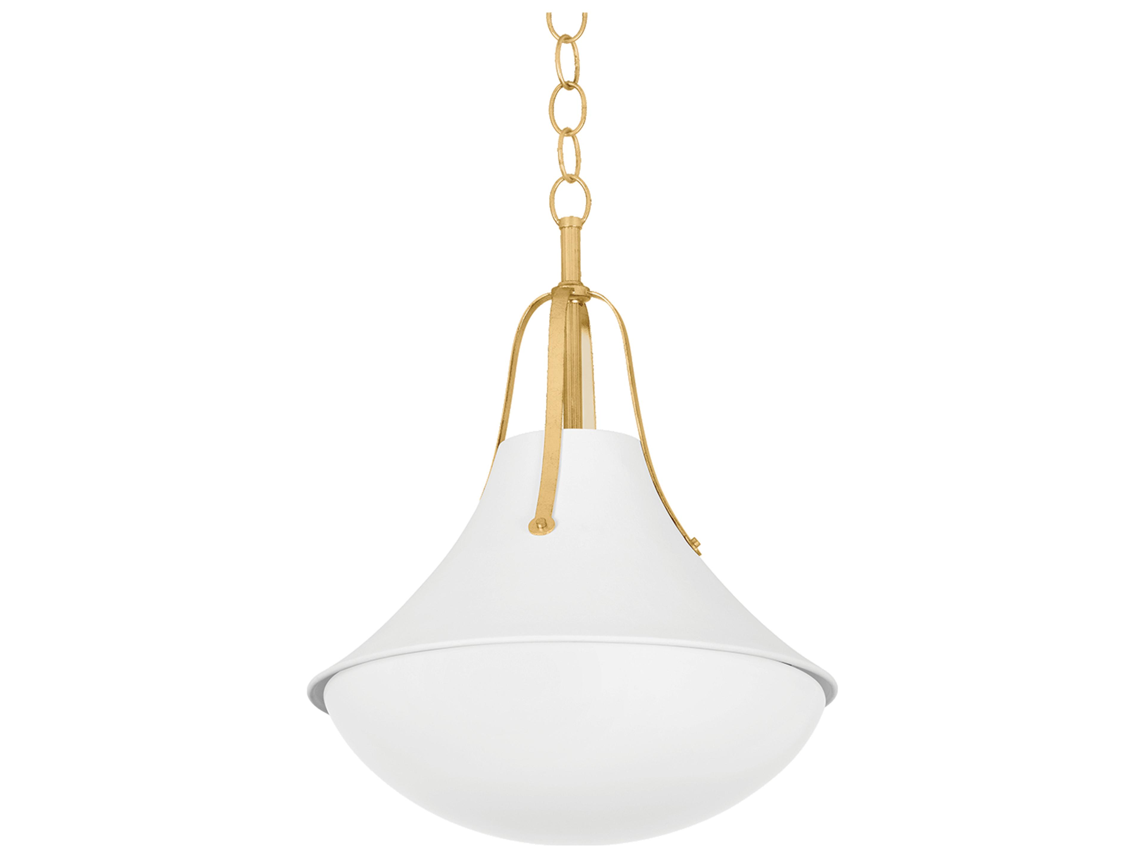 Coventry 1-Light Vintage Gold Leaf White Plaster Bell Pendant