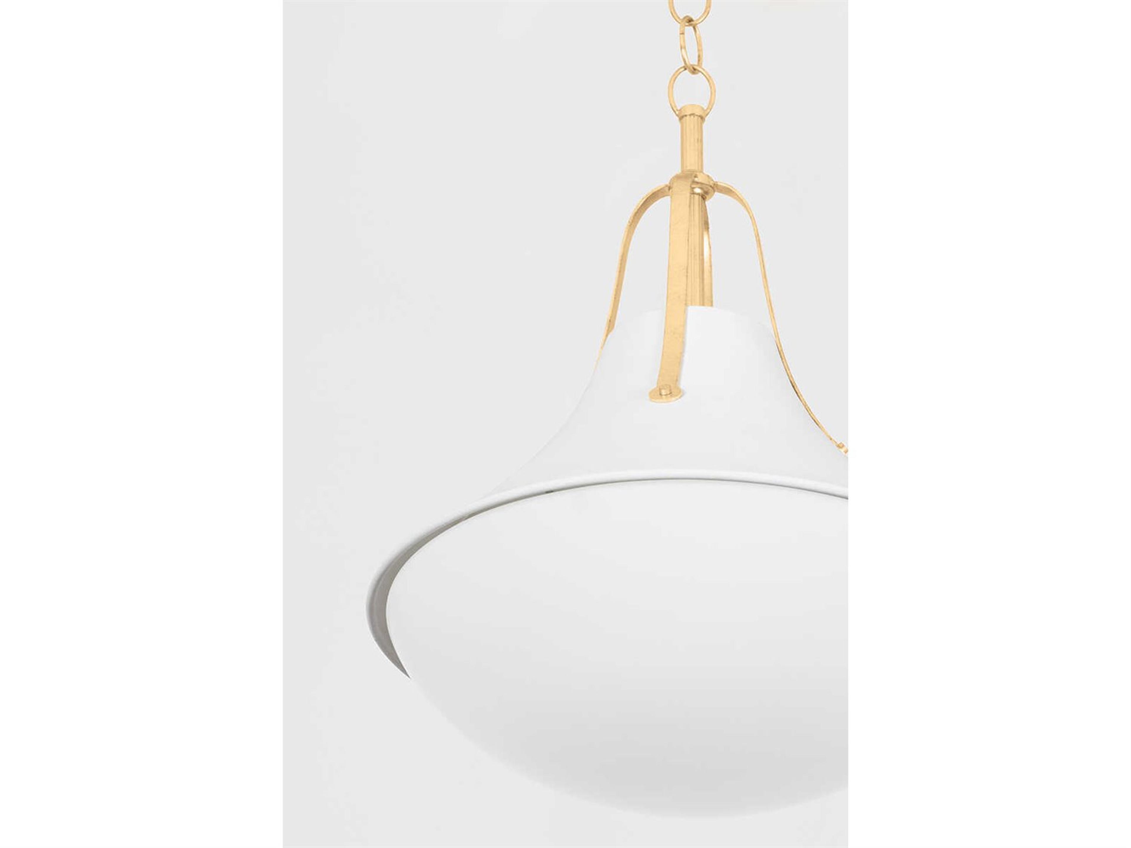 Hudson Valley Coventry 1-Light Vintage Gold Leaf White Plaster Bell Pendant