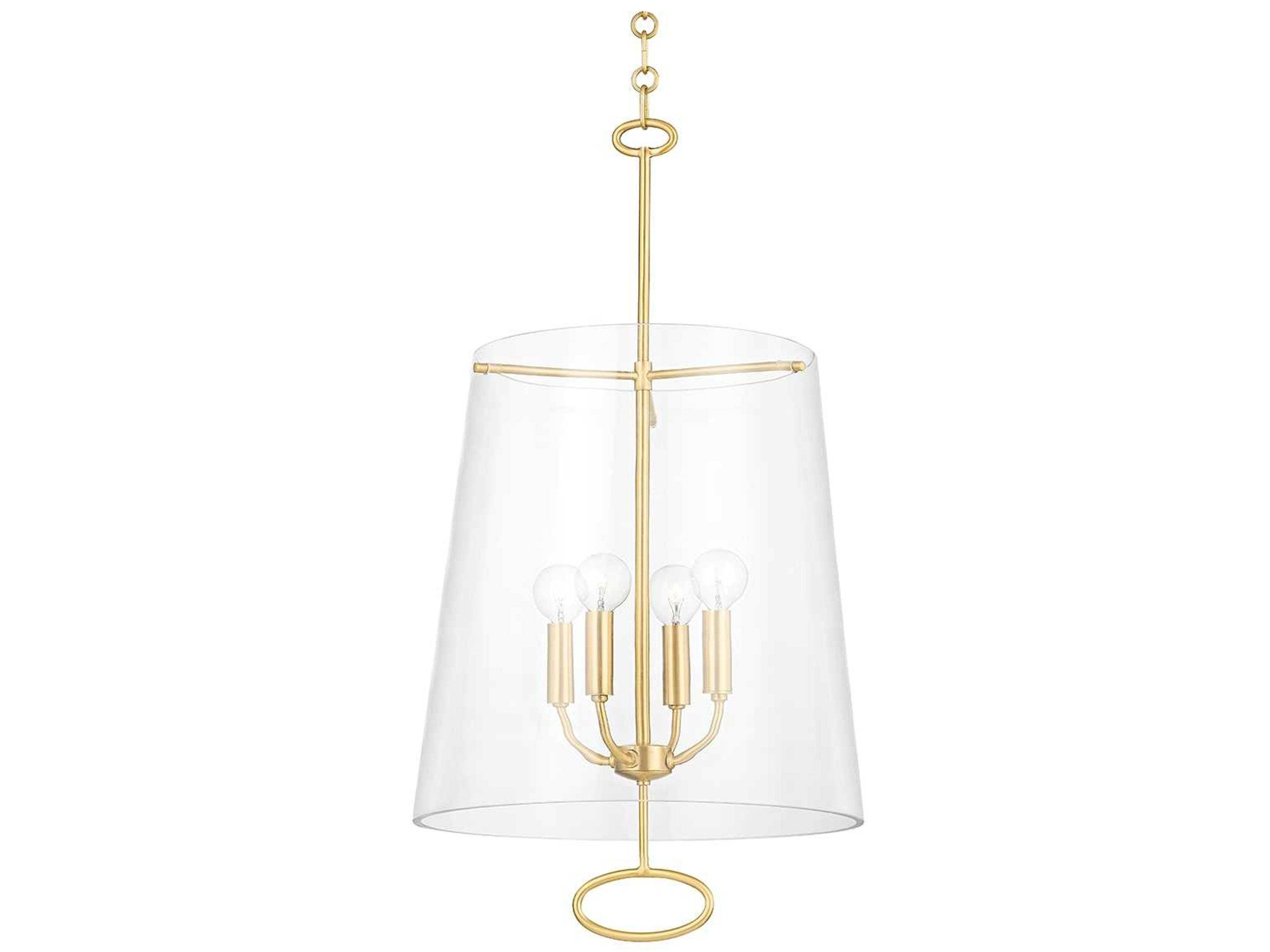 James 4-Light Aged Brass Glass Chandelier
