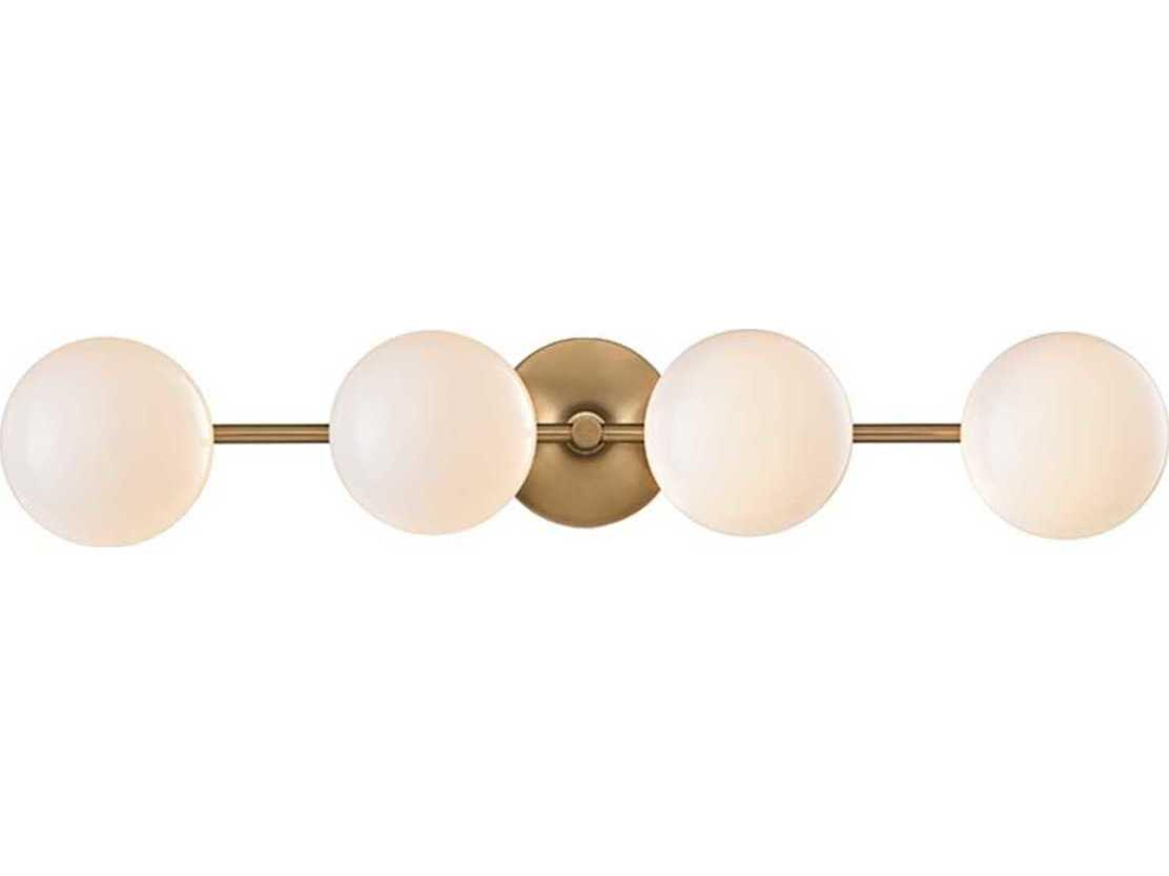 Hudson Valley Fleming 4-Light Aged Brass Off White Glass LED Vanity Light