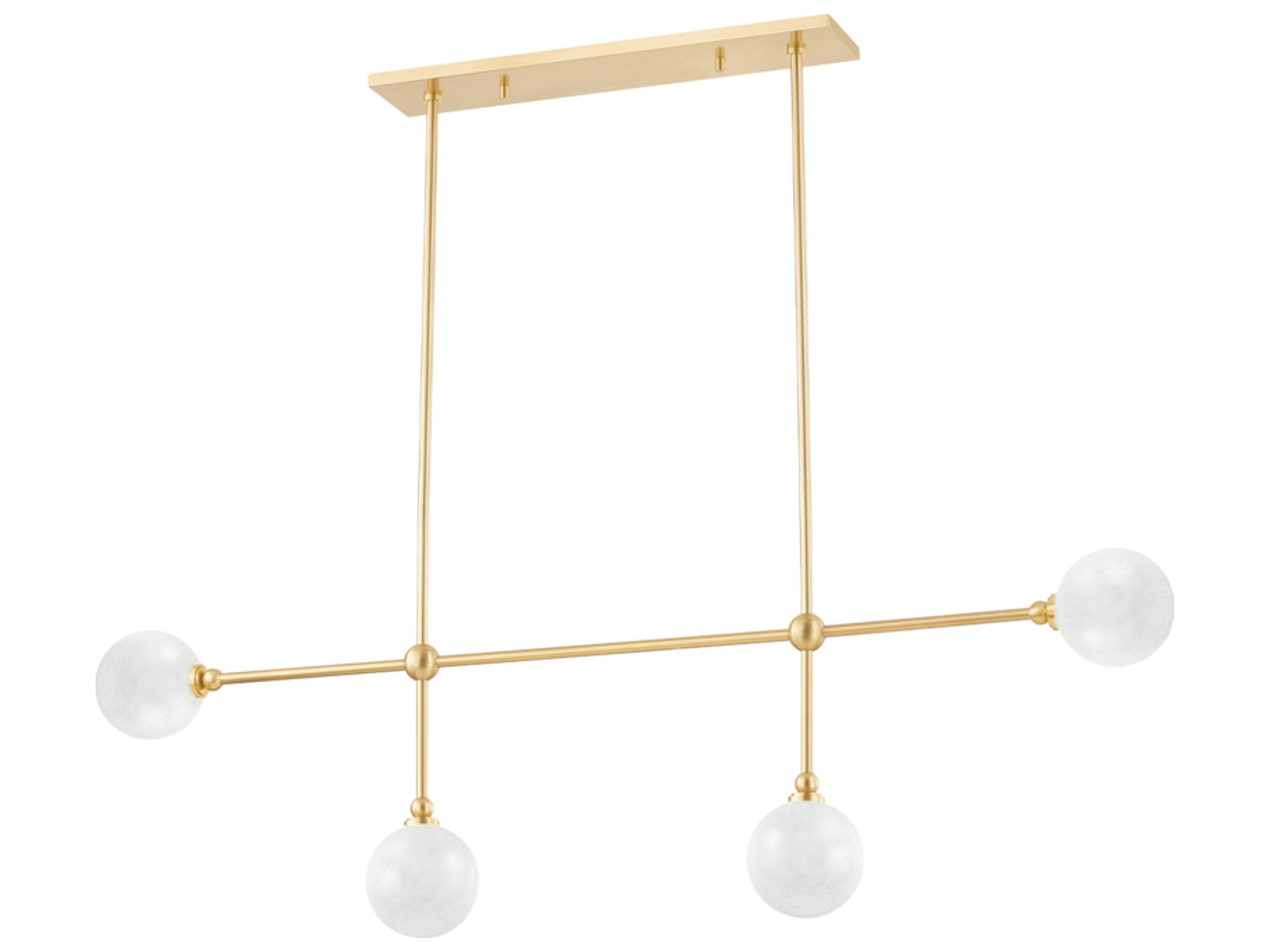 Andrews 4-Light Aged Brass Glass Globe Linear Island Pendant