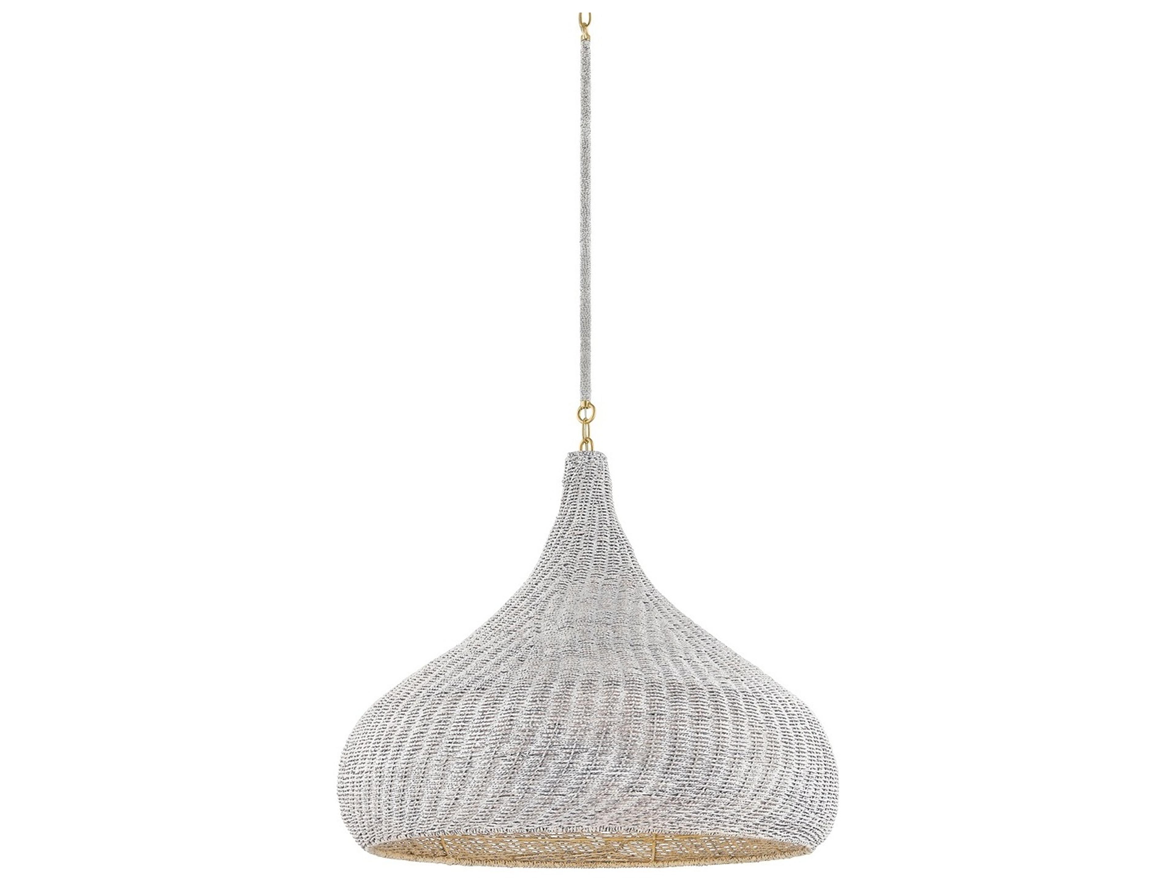 Hudson Valley Hampstead 1-Light Aged Brass Gray Pendant