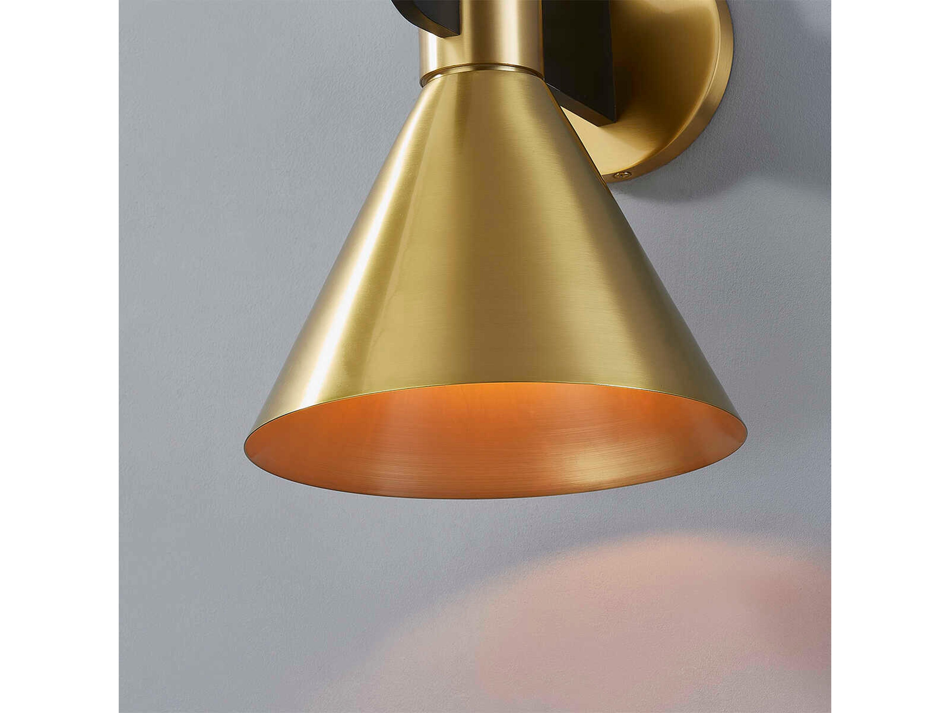 Hudson Valley Cranston 1-Light Aged Brass Black Wall Sconce