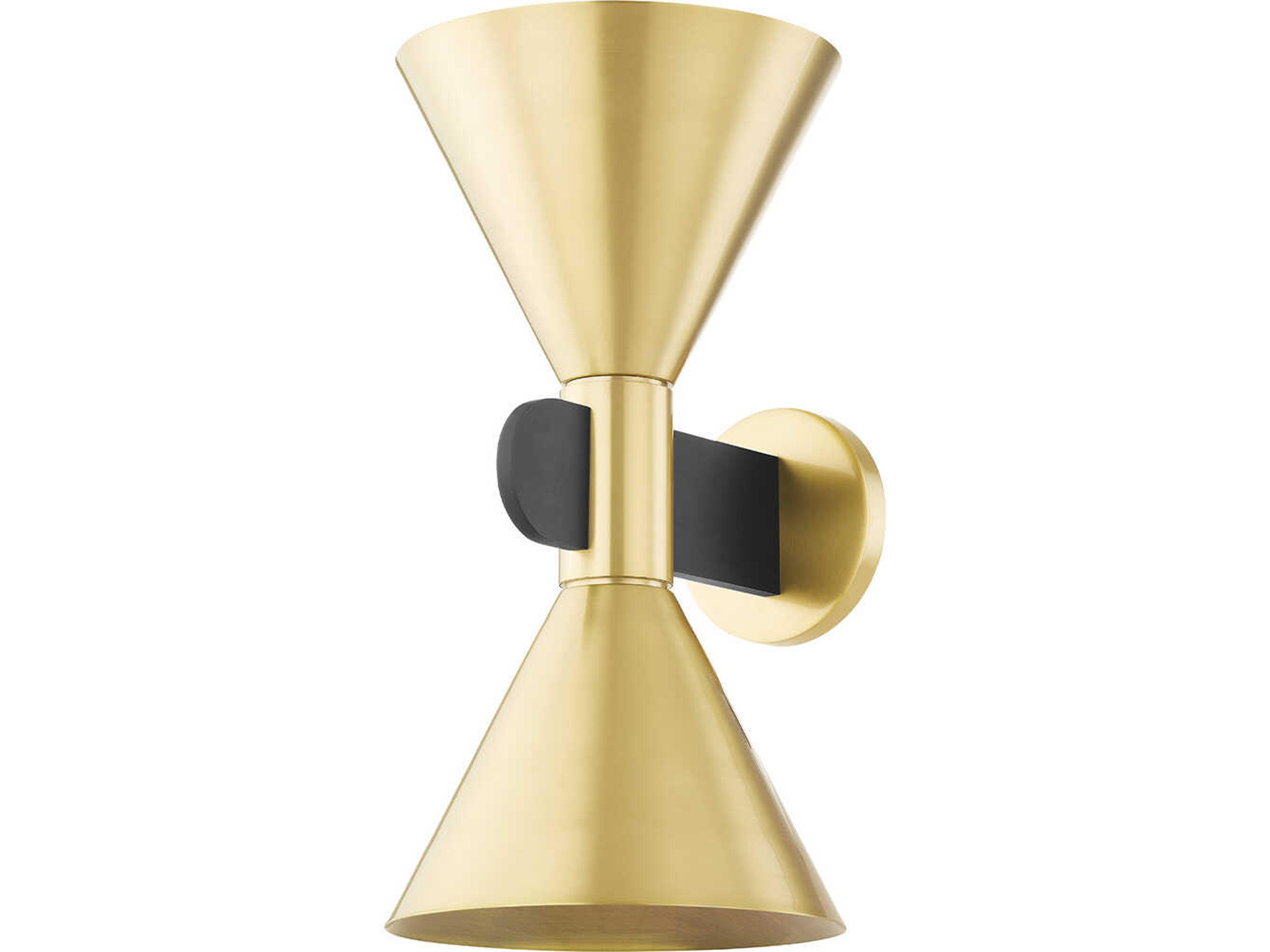 Cranston 2-Light Aged Brass Soft Black Wall Sconce
