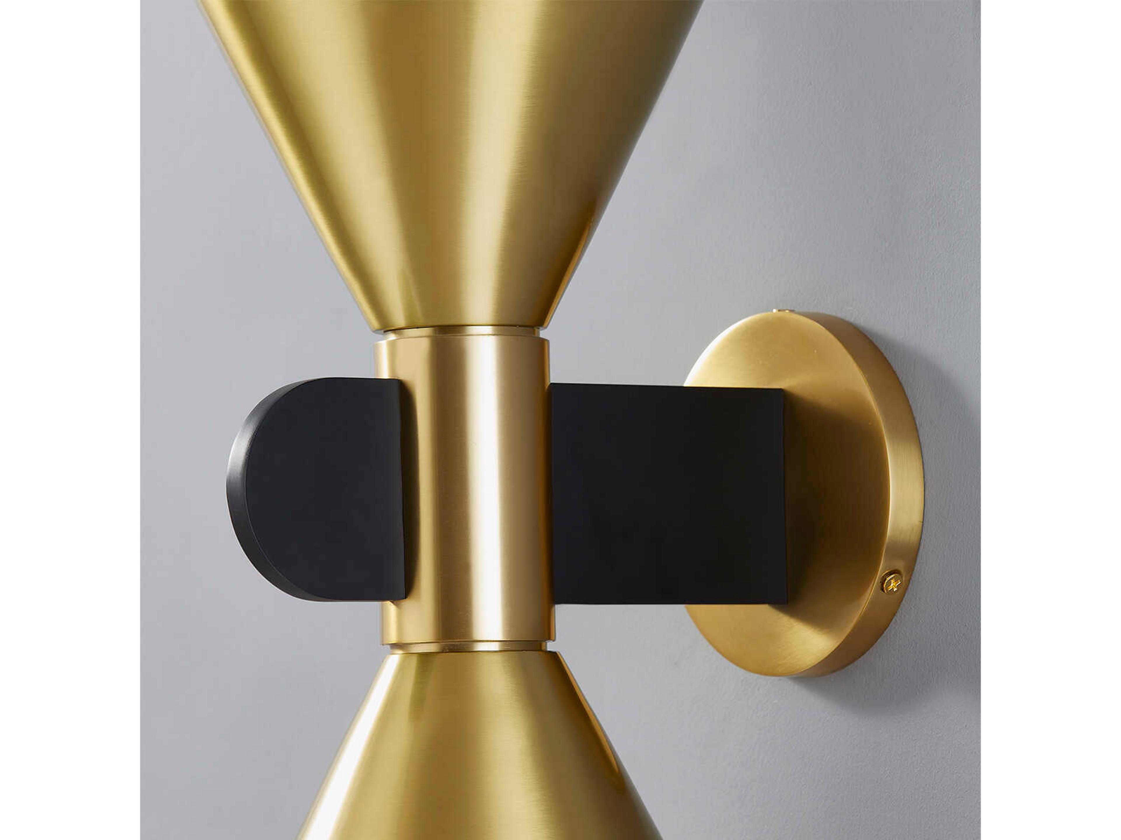 Hudson Valley Cranston 2-Light Aged Brass Soft Black Wall Sconce