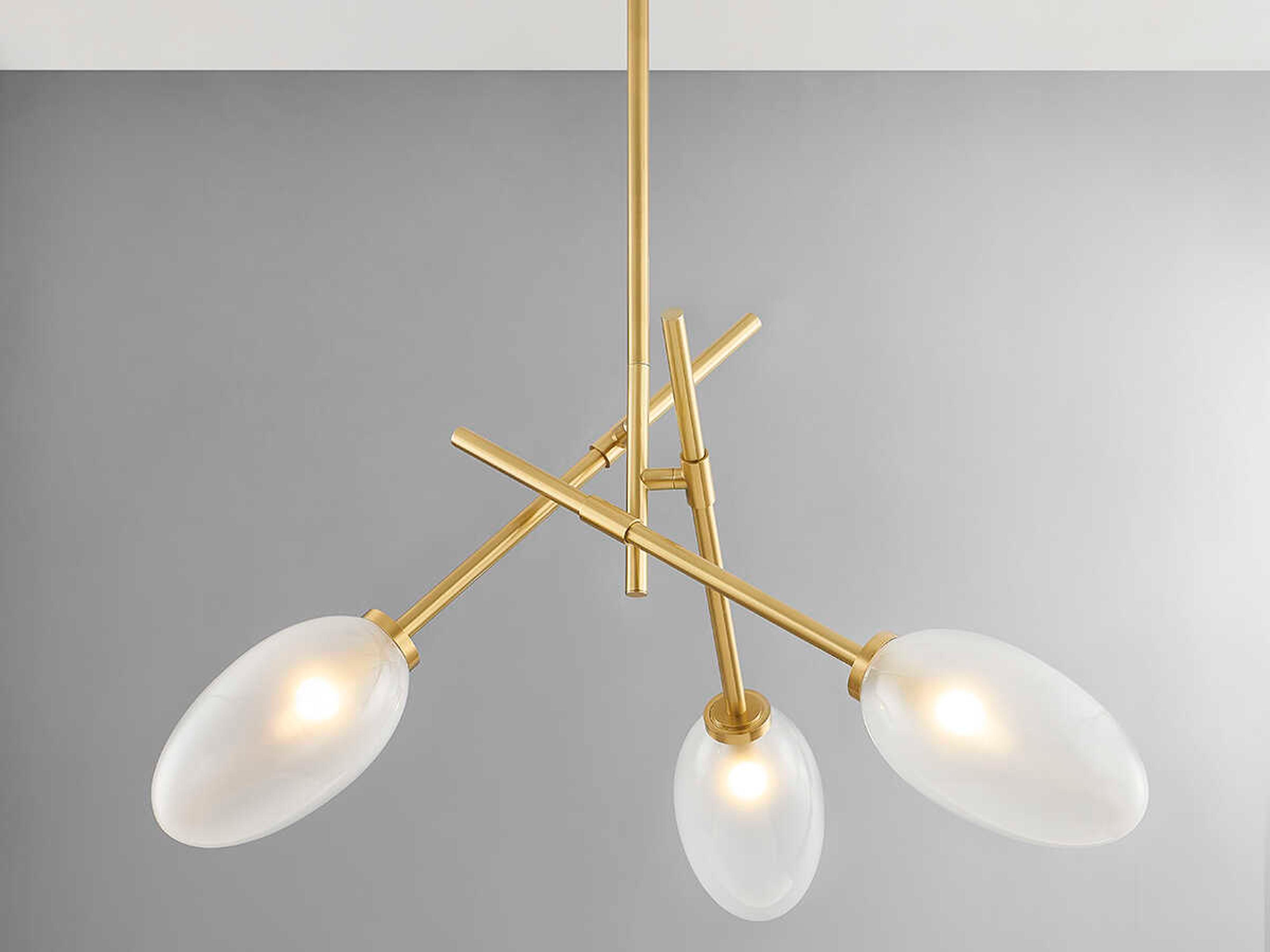 Hudson Valley Alberton 3-Light Aged Brass Glass Chandelier