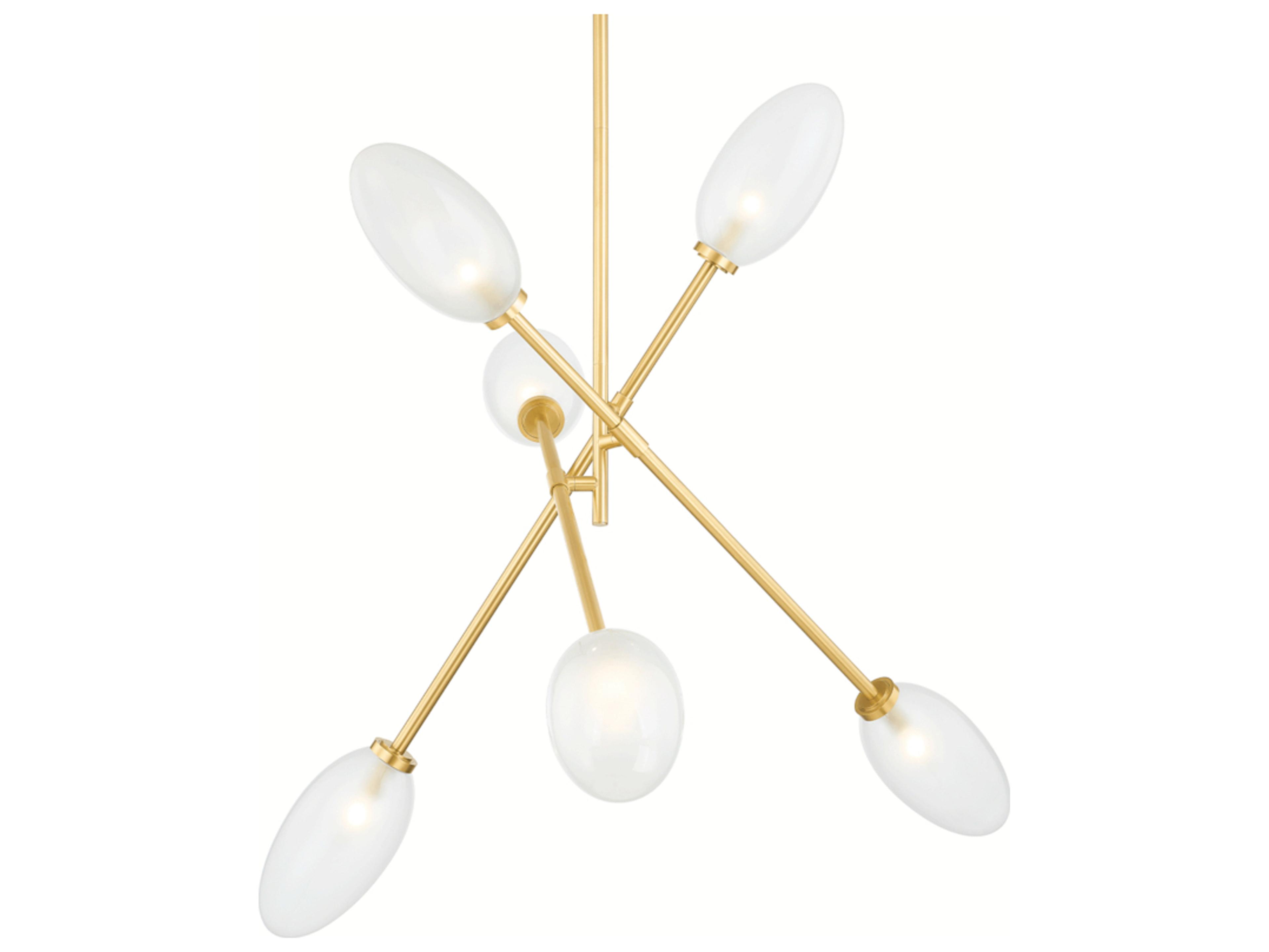 Alberton 6-Light Aged Brass Glass Chandelier