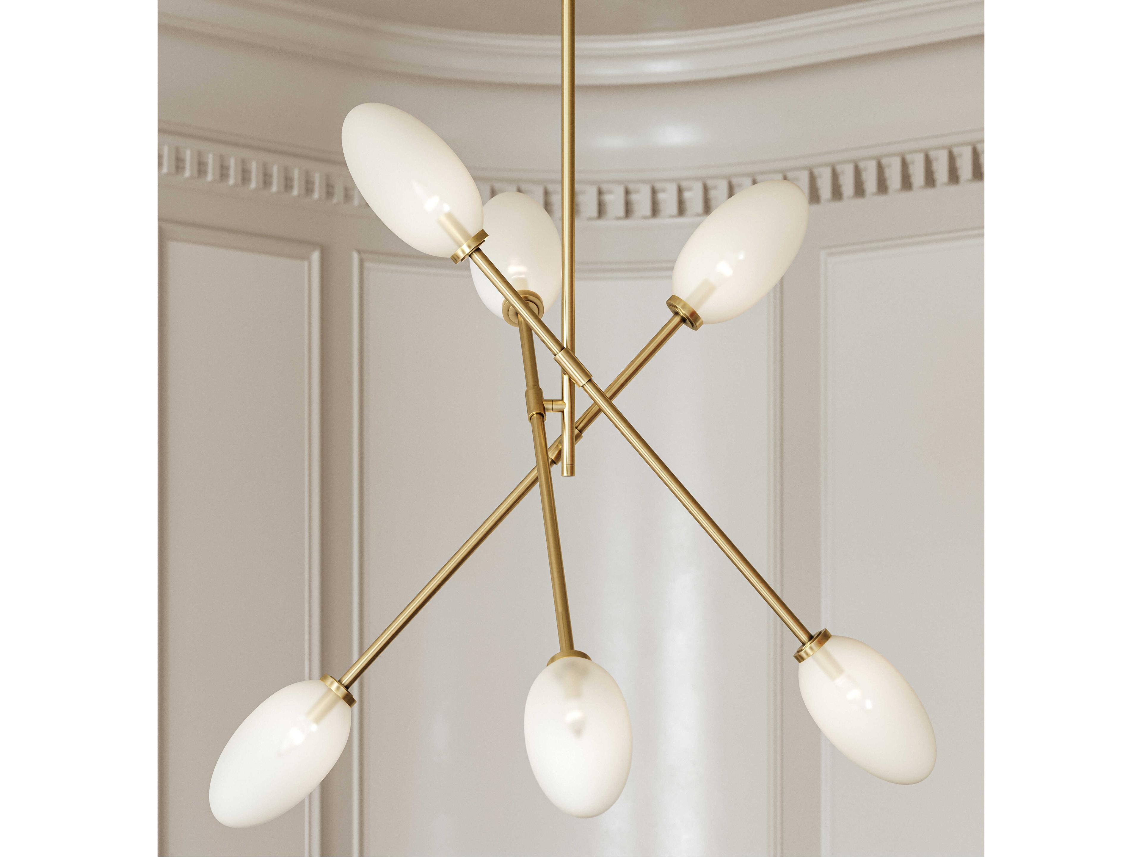 Hudson Valley Alberton 6-Light Aged Brass Glass Chandelier