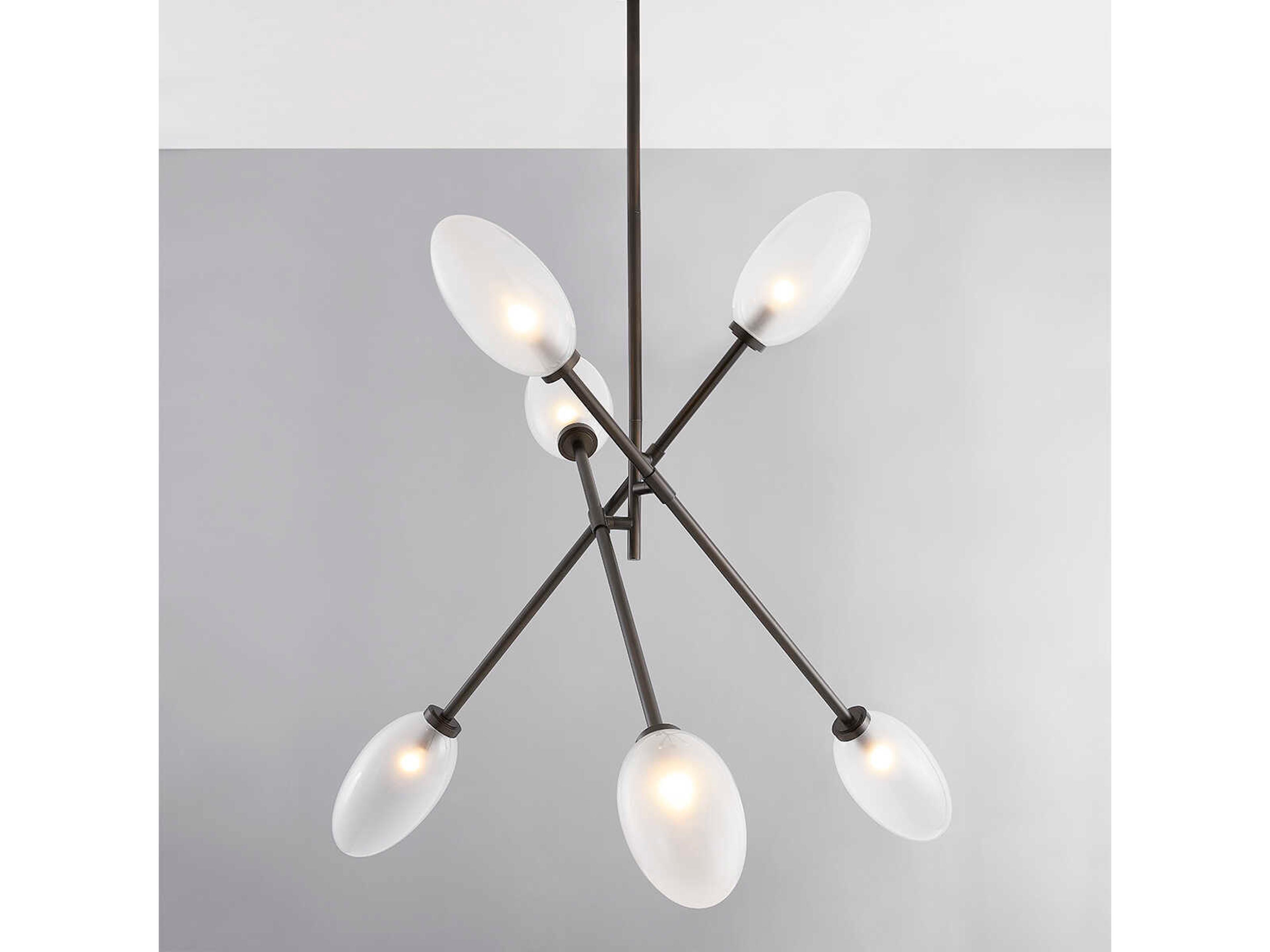 Hudson Valley Alberton 6-Light Black Brass Glass Chandelier